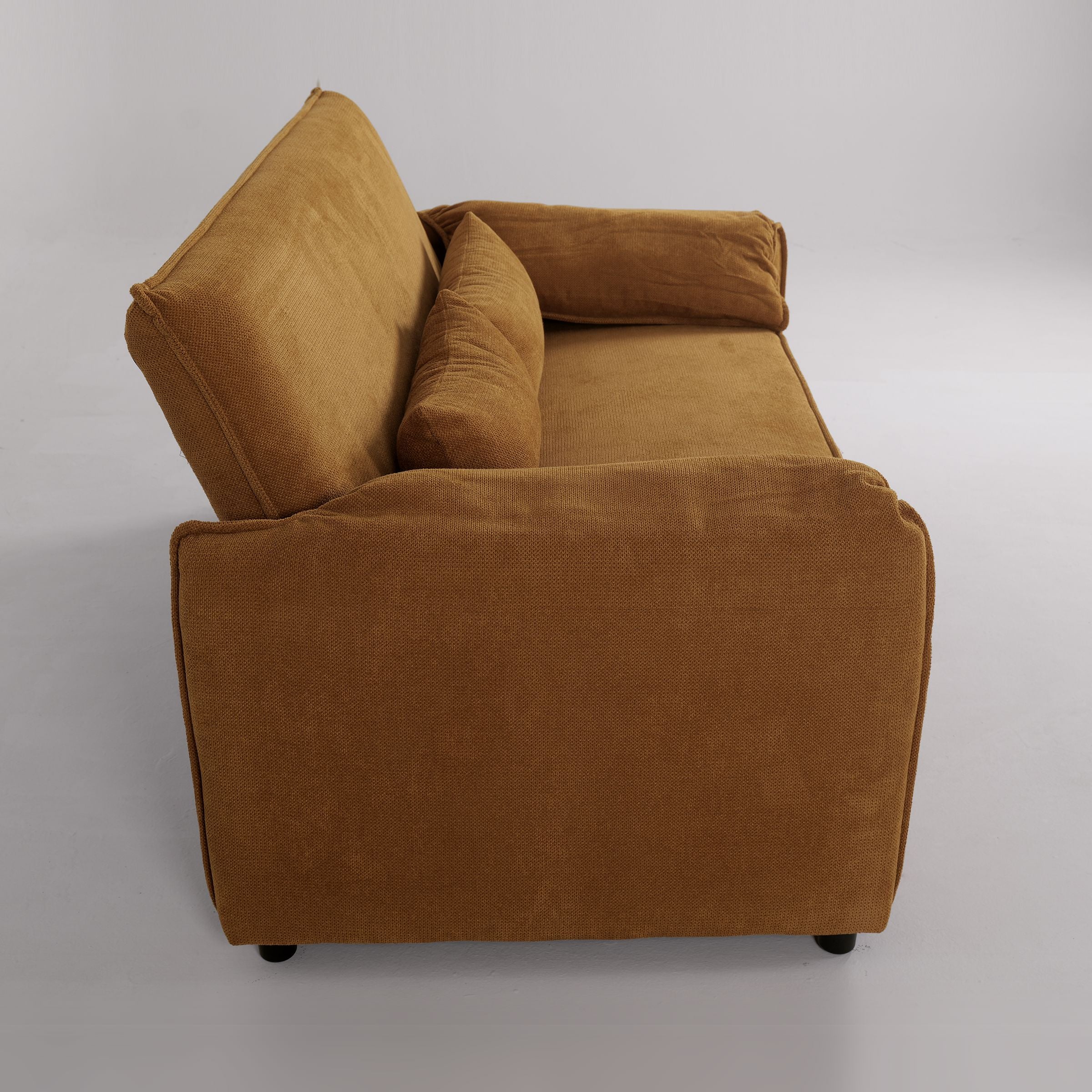 Ginger Yellow Fabric Sofa Bed with Adjustable Backrest and Easy Pull-Out Mechanism Living and Home 