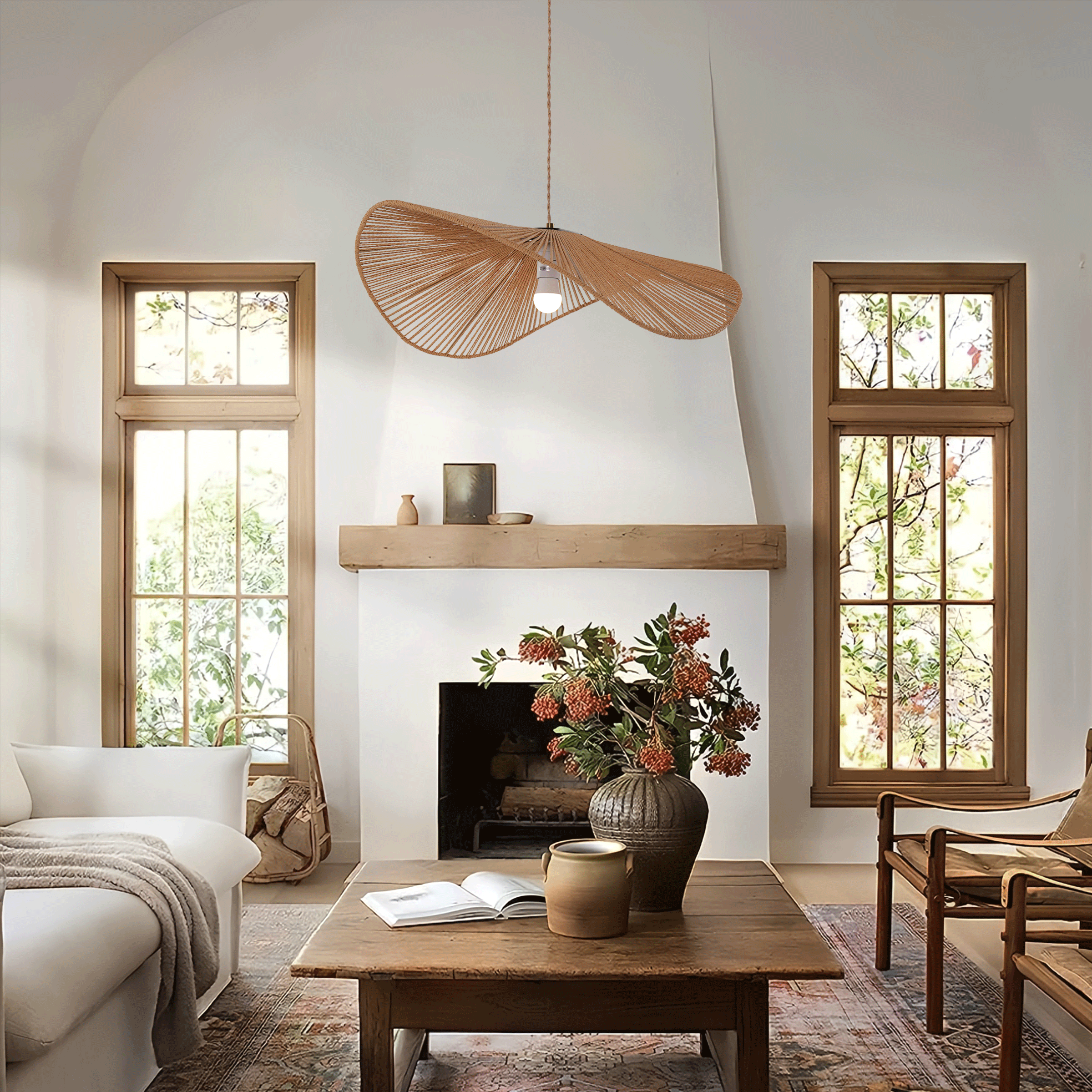 Lightsin Vintage Simple Creative Handwoven Hemp Rope Pendant Light Fixture Lightsin UK 