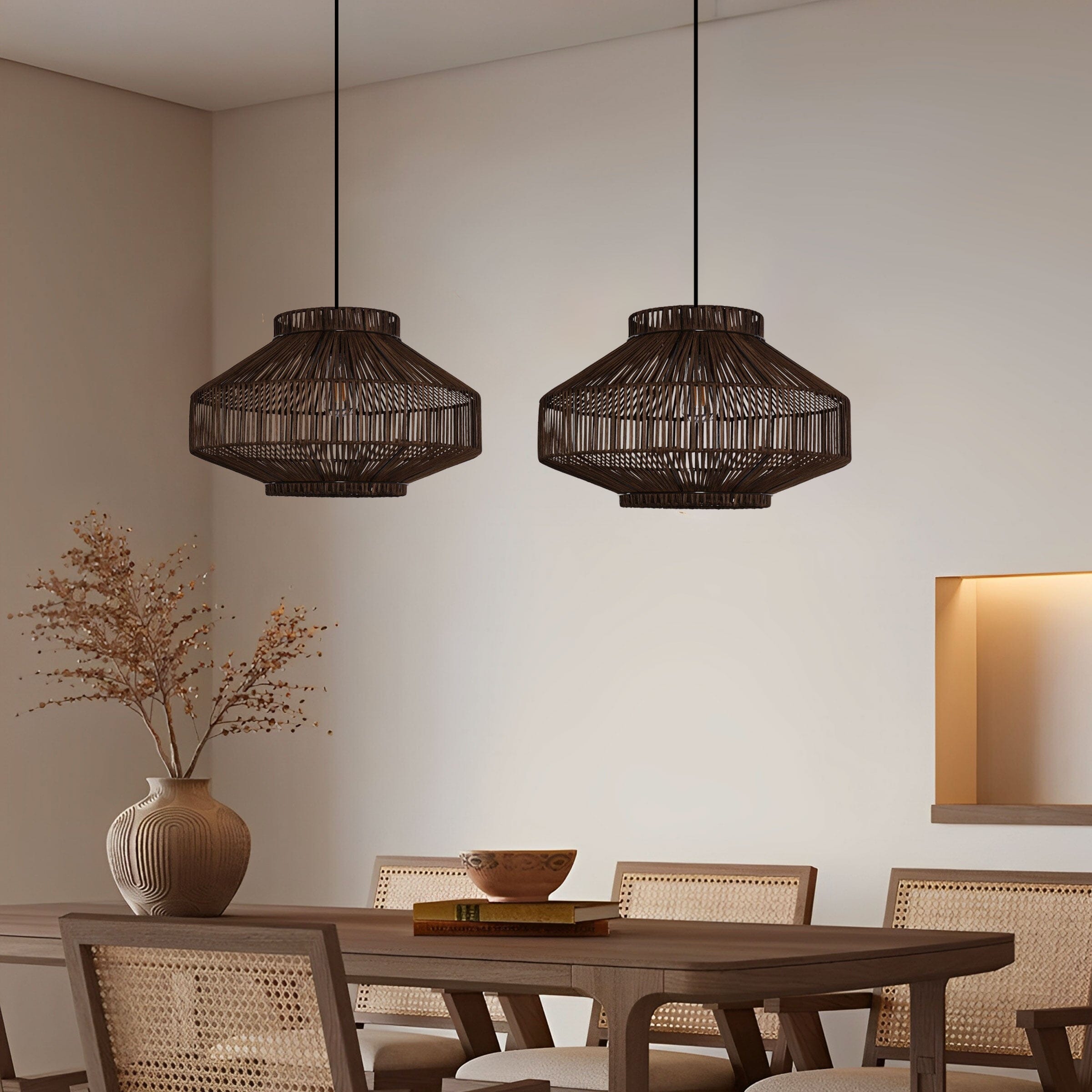 Lightsin Rattan Pendant Light for Modern Boho Interiors Perfect for Kitchen Pendant Lighting and Living Spaces Lightsin UK 