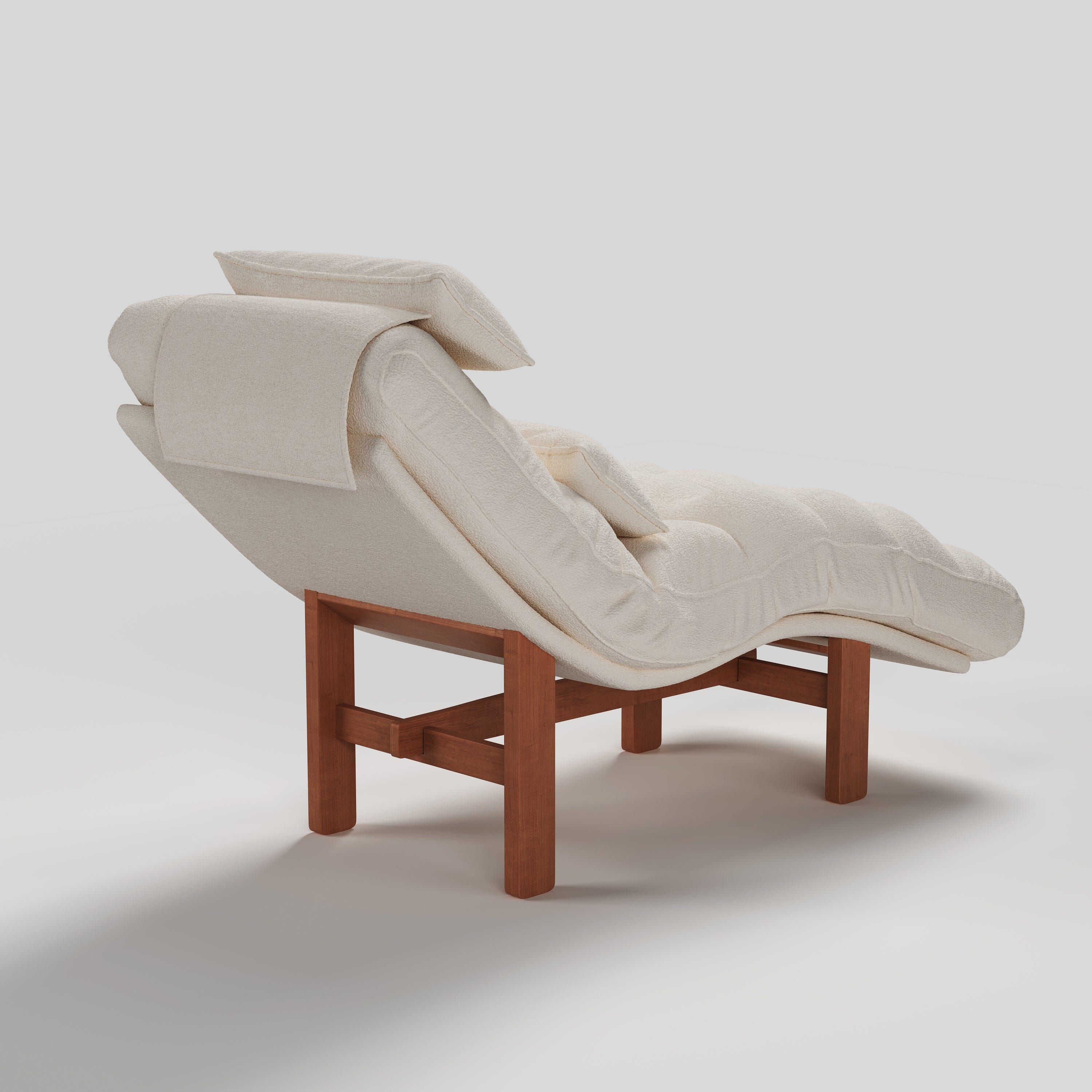 Cottonfy Modern Ergonomic Corduroy Chaise Lounge with Natural Wooden Frame Living and Home 