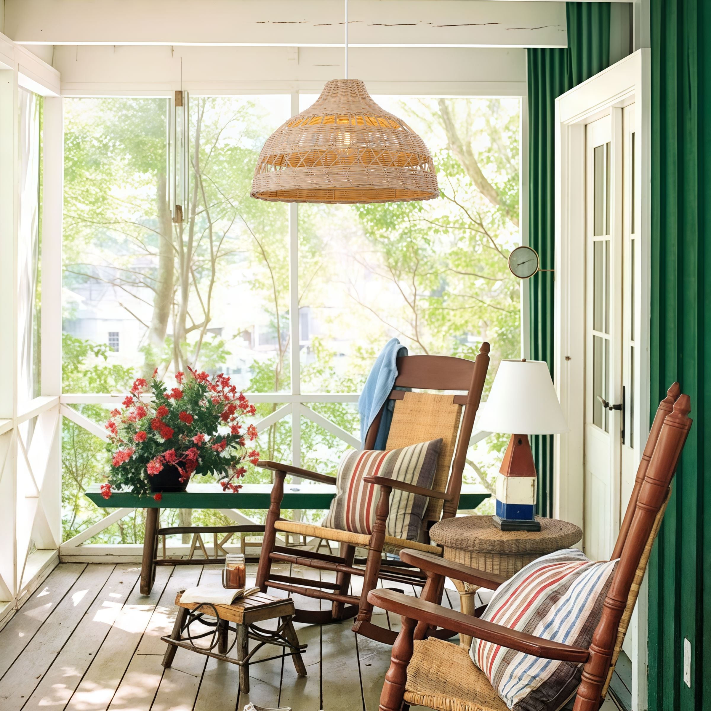 Lightsin Natural Rattan Pendant Light - Handwoven Ceiling Light, Durable & Rustic Lightsin UK D60cm 