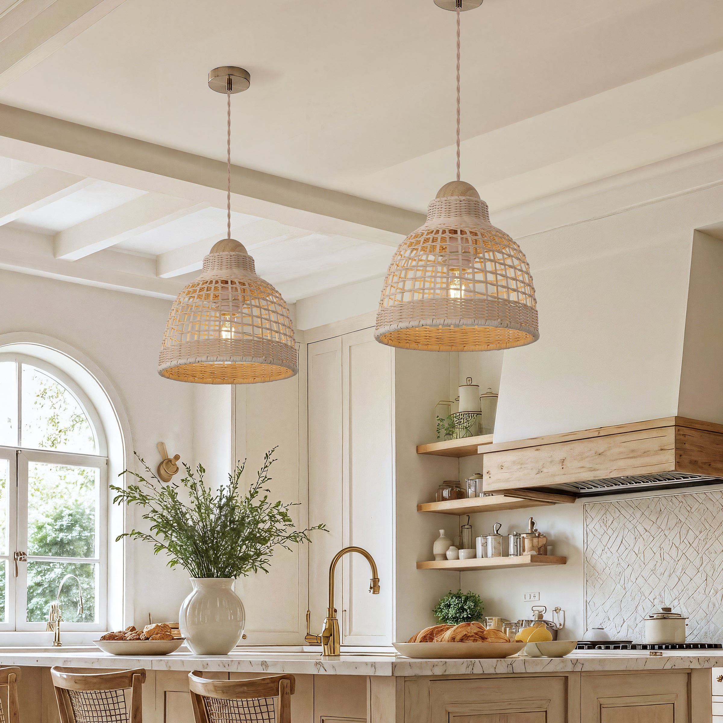 Lightsin Cella-Elegant Vintage Woven Rattan Minimalist Pendant Light
