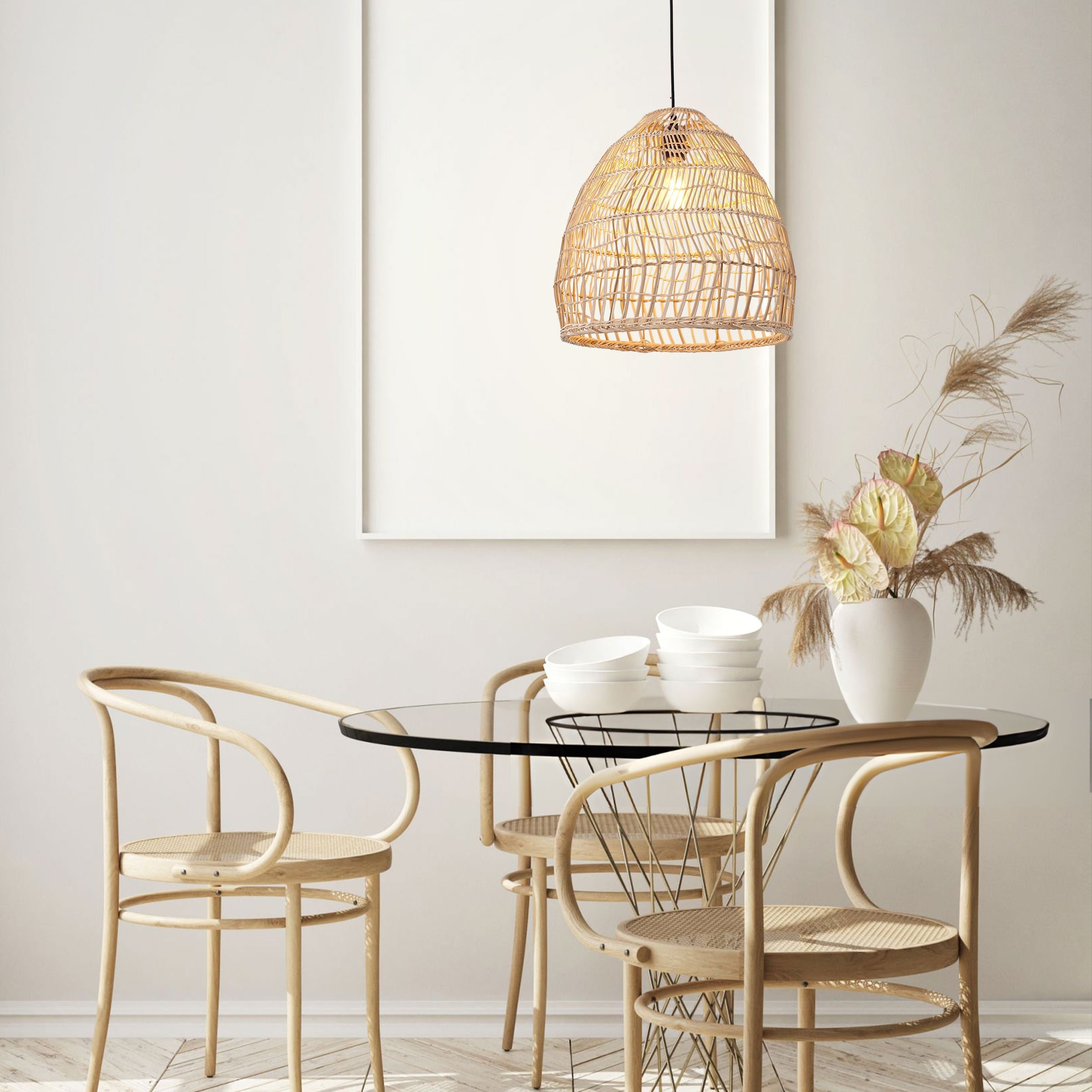 Lightsin Woven Rattan Dome Pendant Light for Rustic Interiors Lightsin UK 