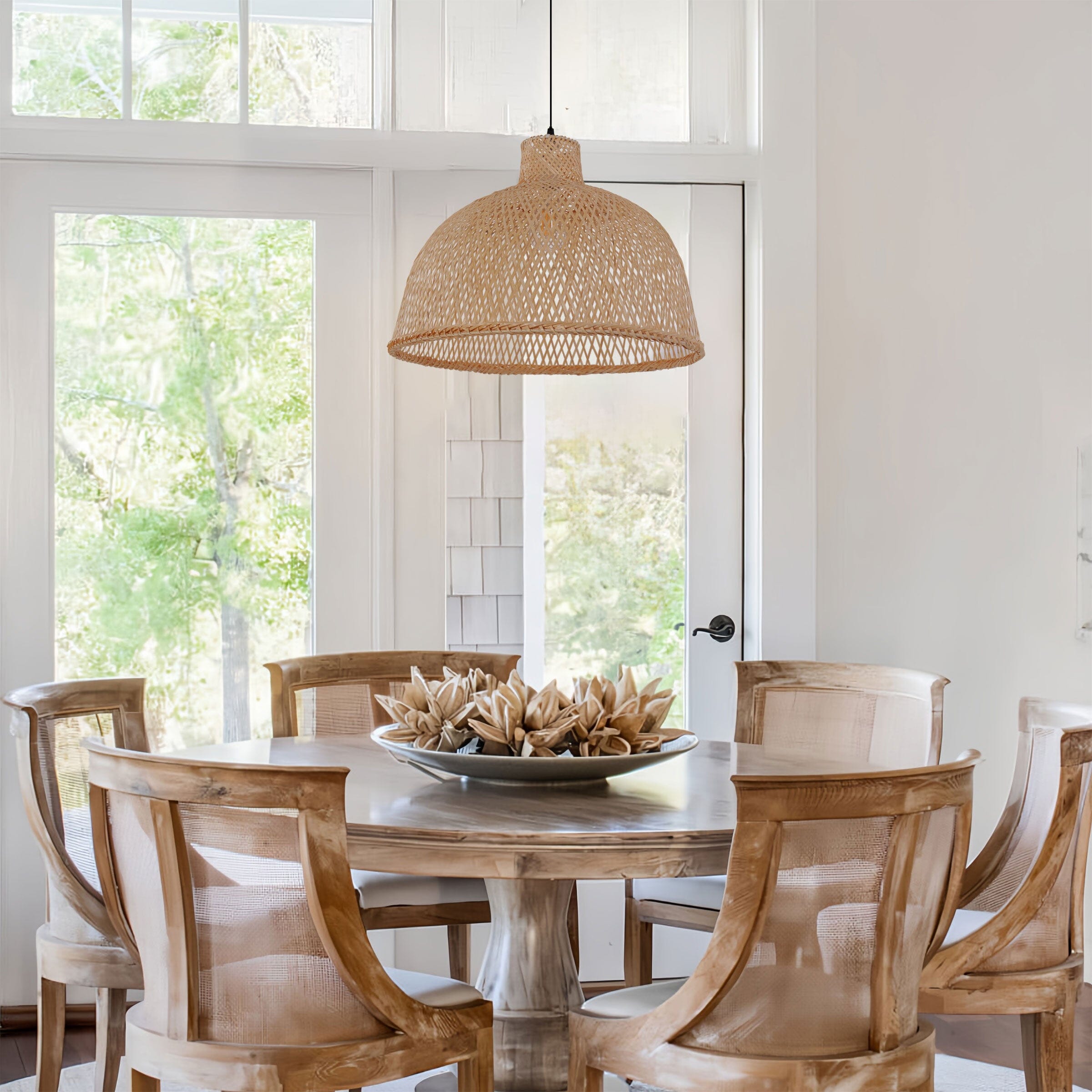 Lightsin Natural Bamboo Woven Dome Pendant Light for Cozy Spaces Lightsin UK 