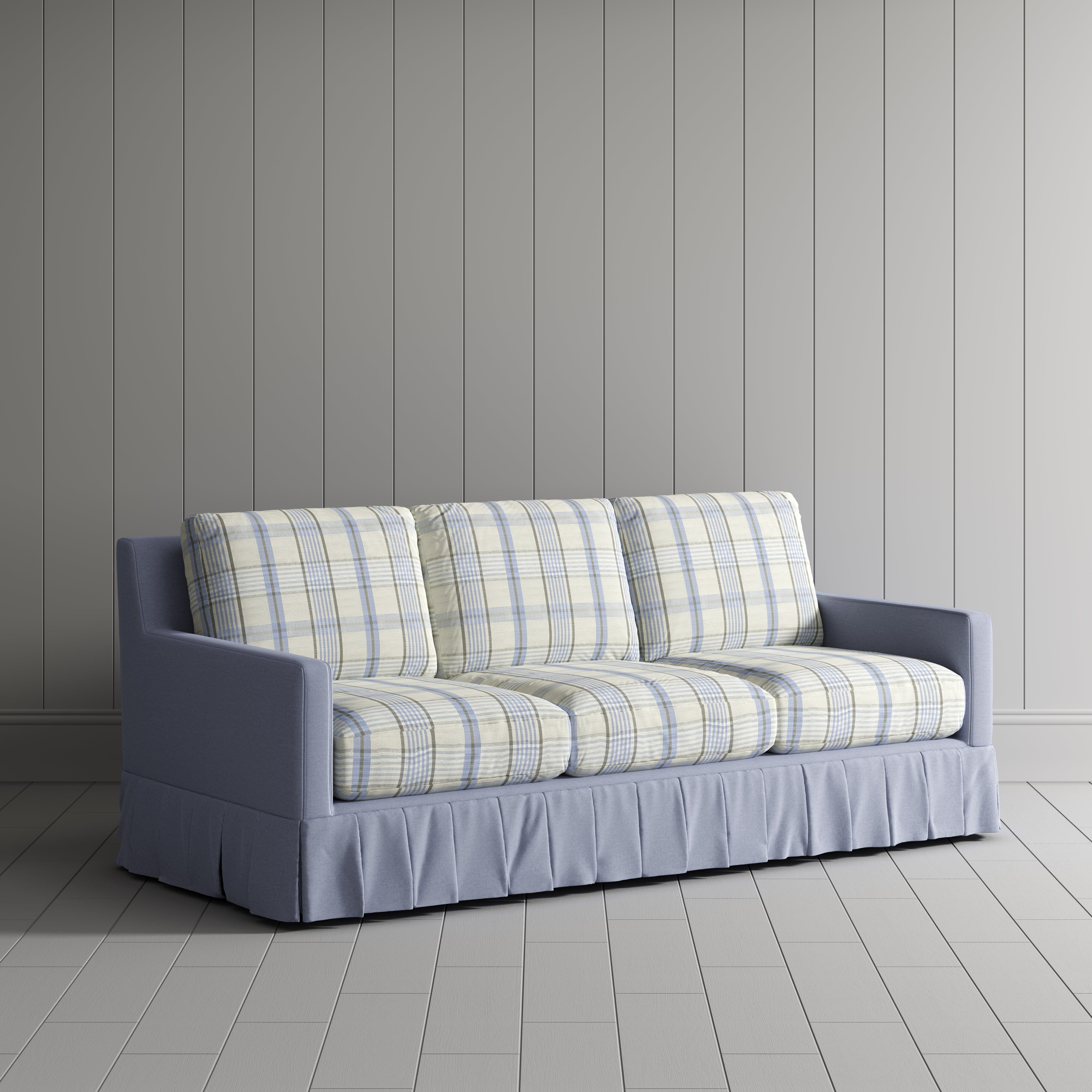 Cottonfy Country Check Sofa with Removable Skirted Covers May Sale Living and Home Navy Check Cotton Linen 