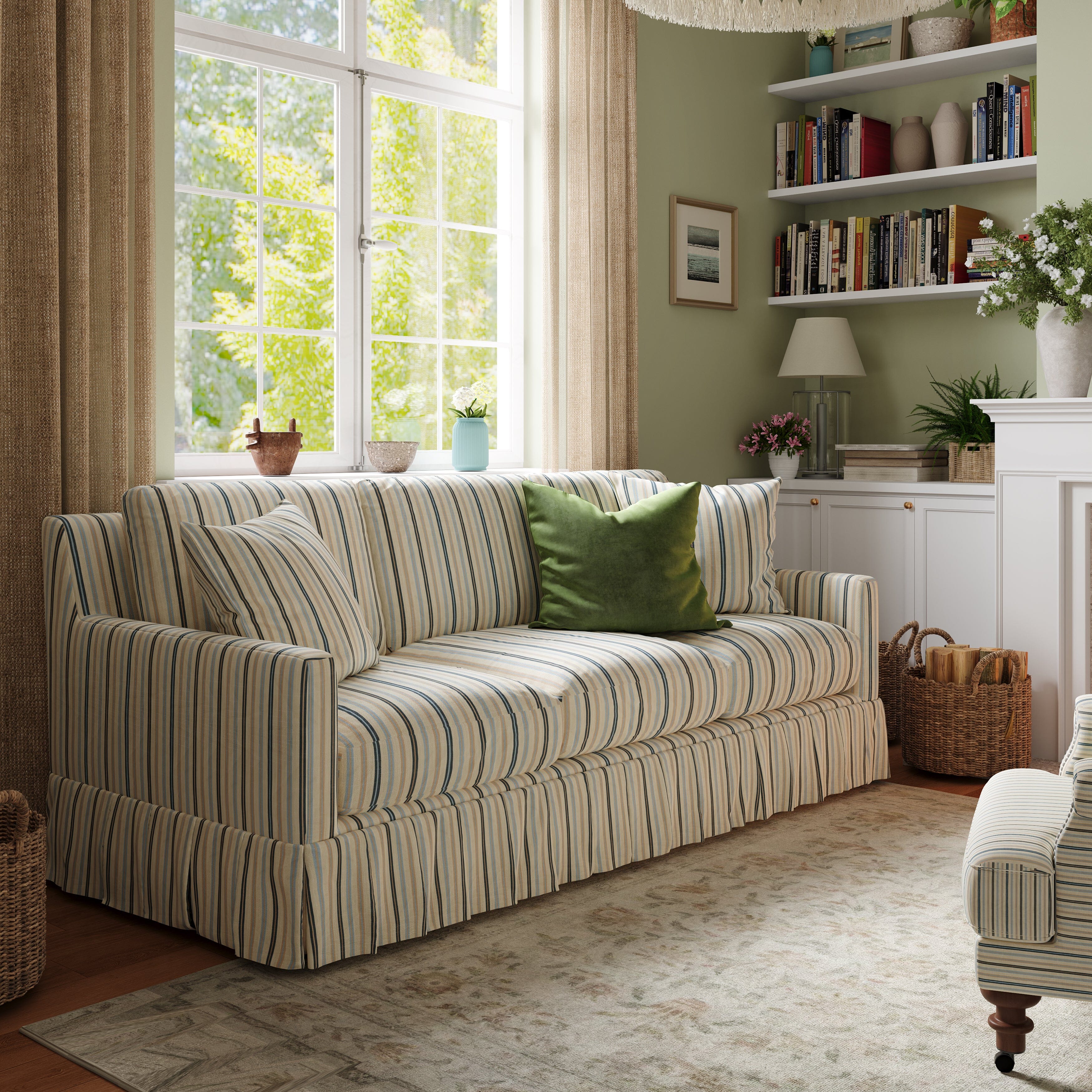 Cottonfy Country Check Sofa with Removable Skirted Covers Living and Home 