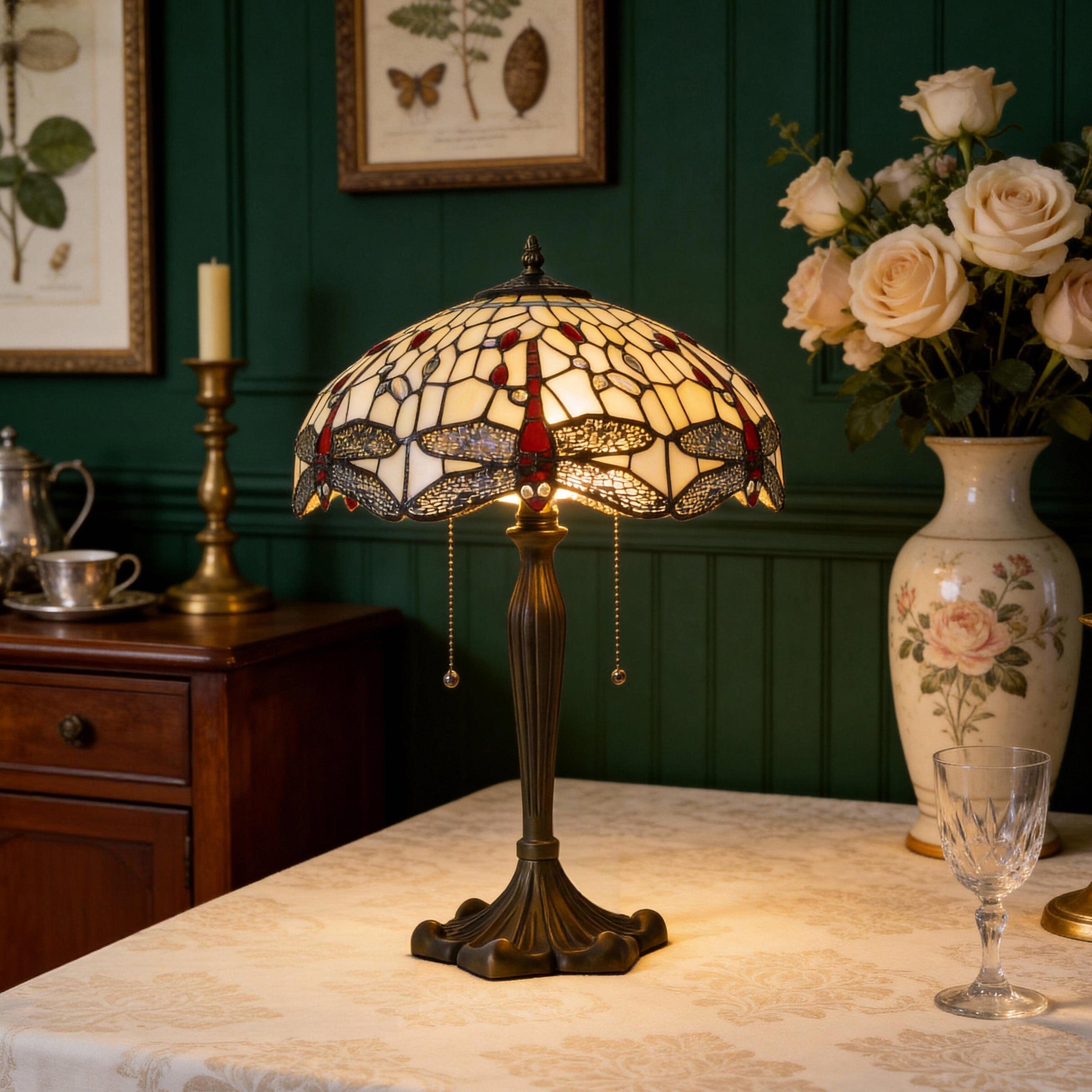Lightin Tiffany Table Lamp | Handcrafted Stained Glass Dragonfly Series Lightsin UK 