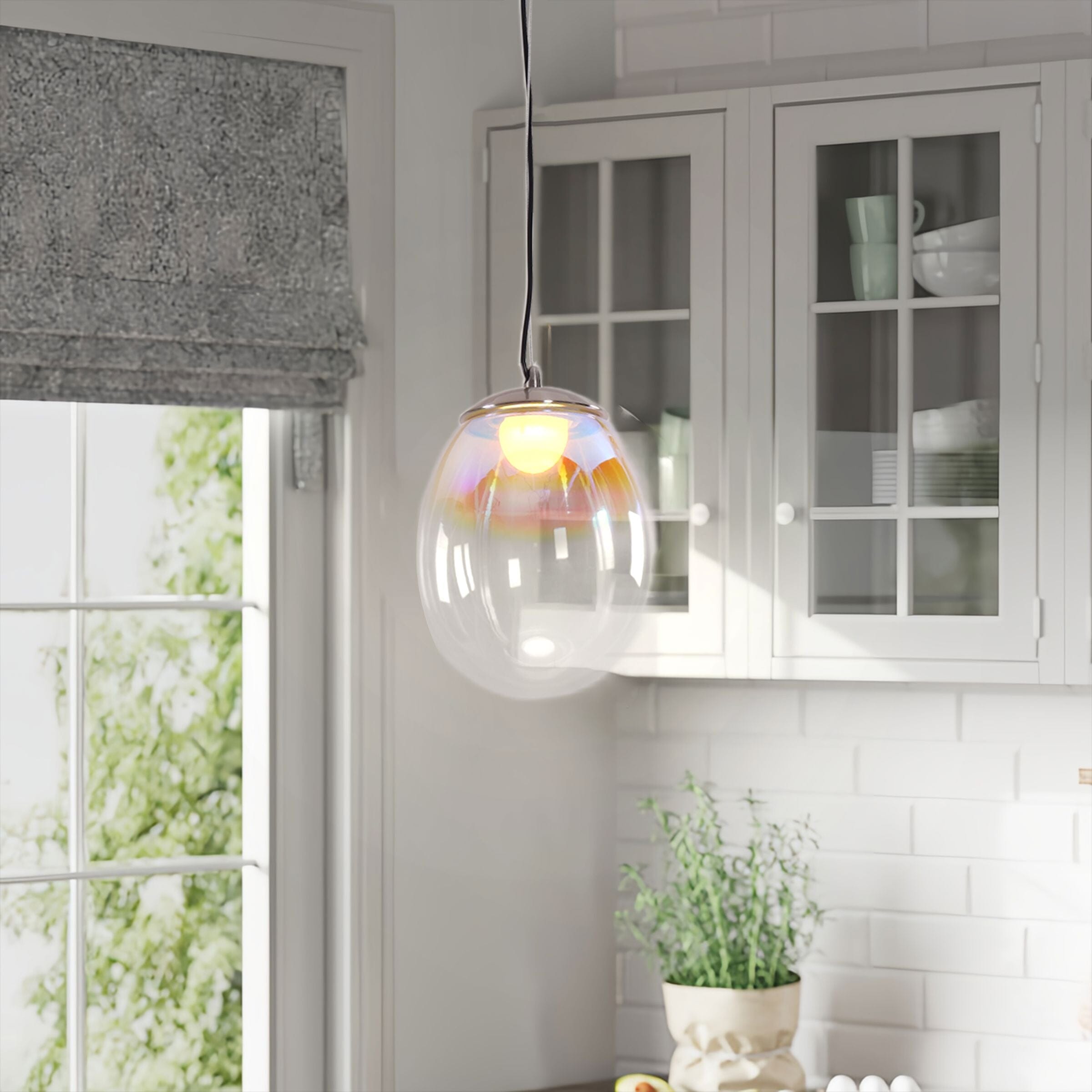 ‍Lightsin Pendant Ceiling Light with Elegant Nebula Coloured Glass (100% off) Lightsin UK 20cm Dia × 19cm H 1 Unit 