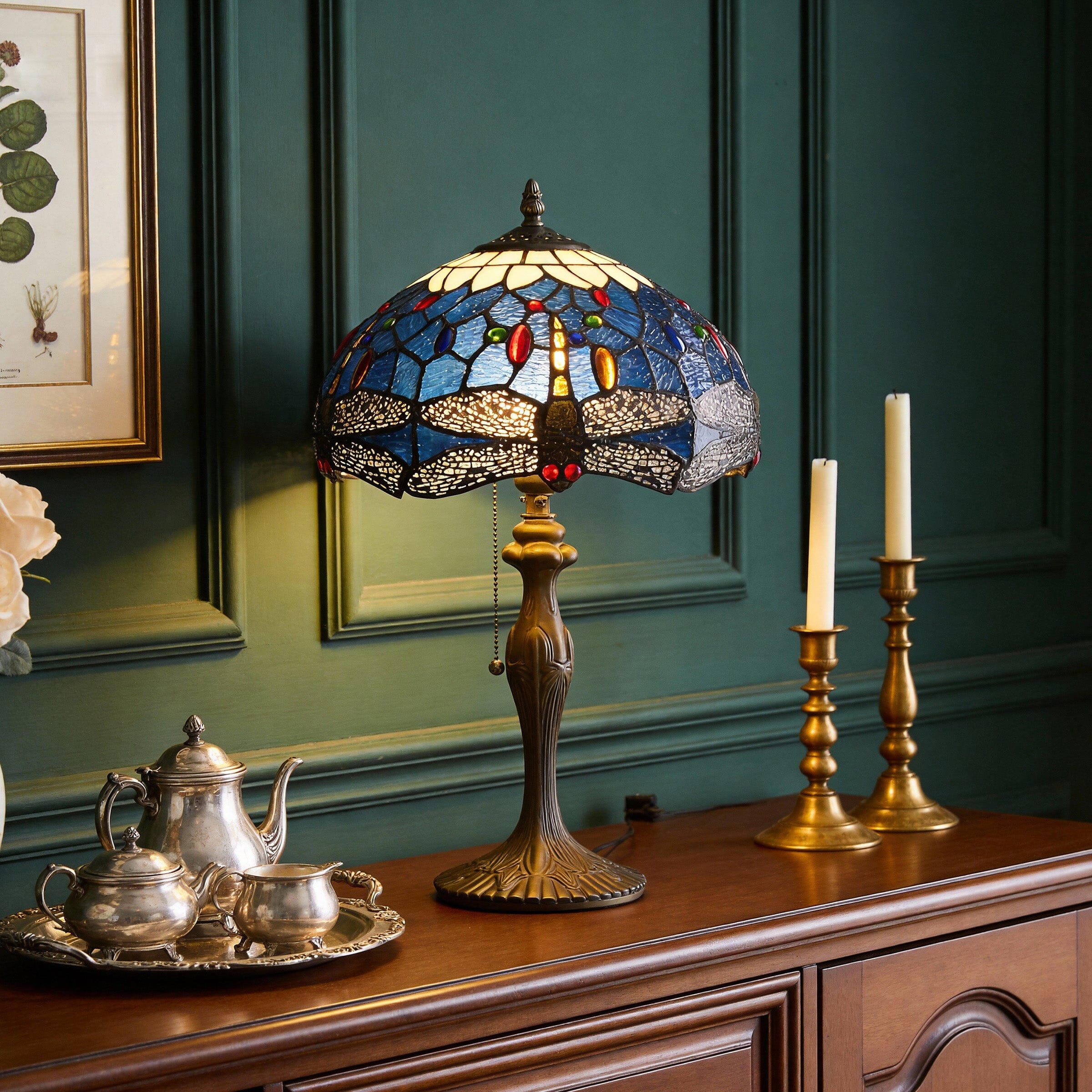 Lightin Tiffany Table Lamp | Handcrafted Stained Glass Dragonfly Series Lightsin UK 