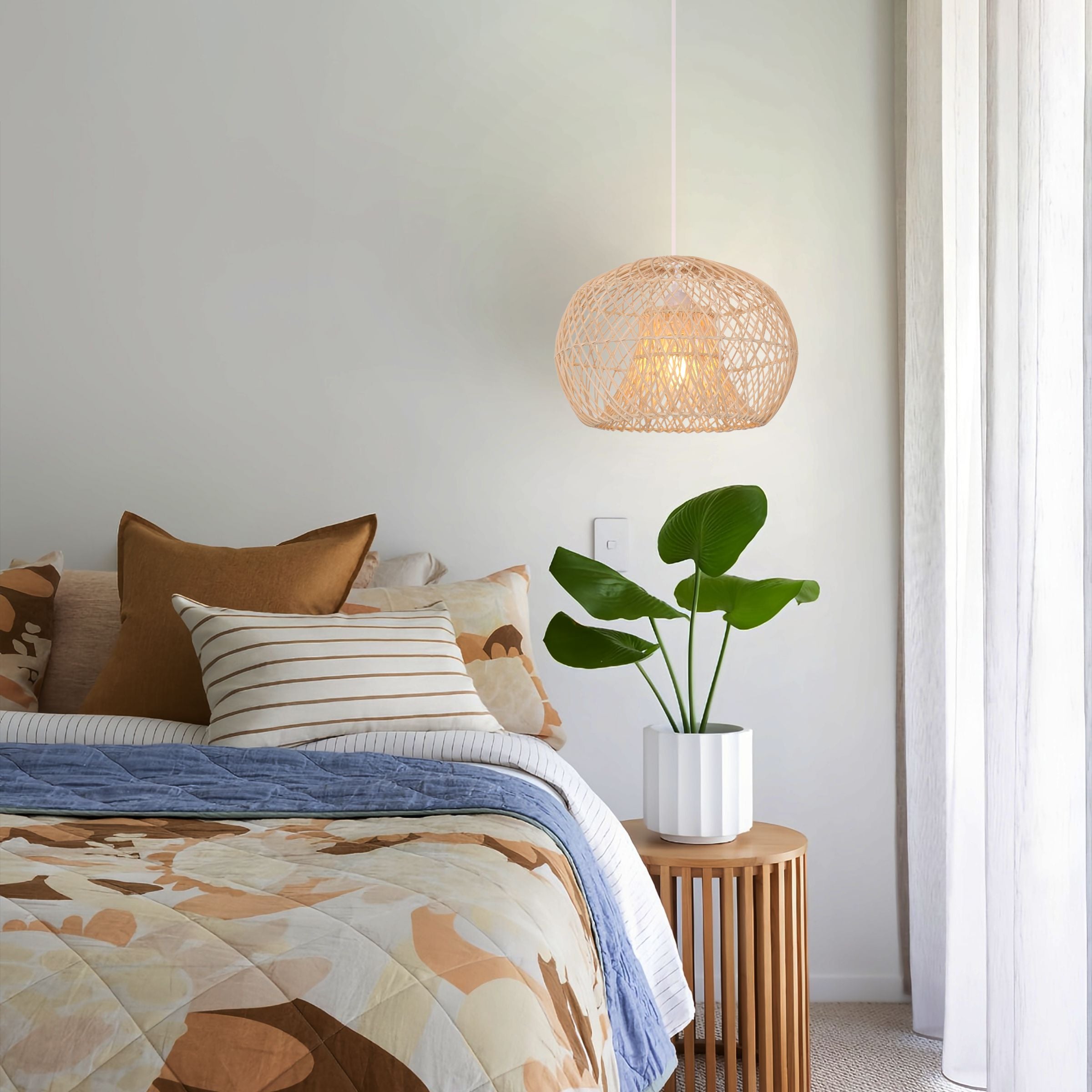 Lightsin SolNest Boho Rattan Hanging Lamp Lightsin UK 