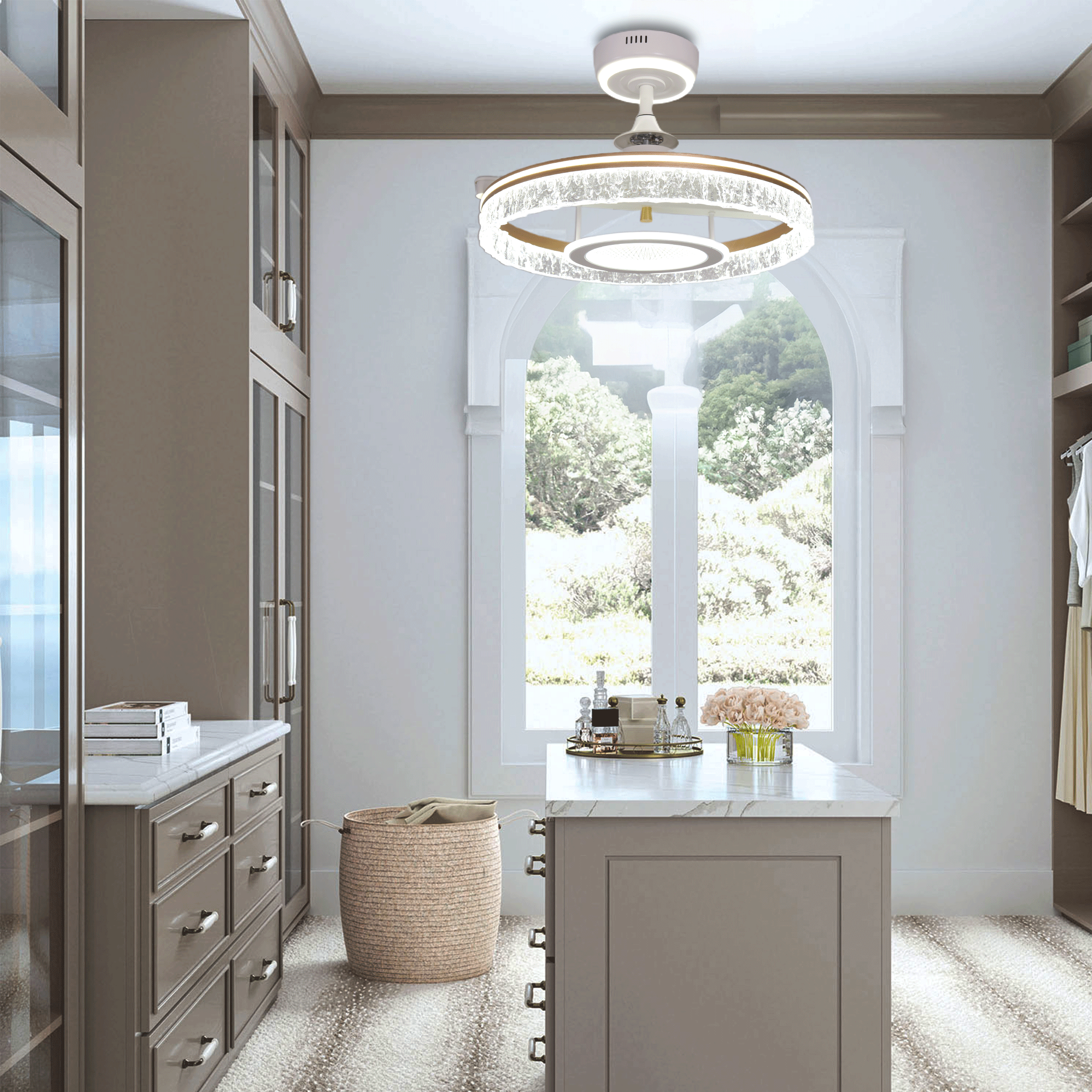 Lightsin Whisper Quiet Reversible Ceiling Fan with Light Acrylic and Metal Fan Ceiling Light Fixture Lightsin UK 