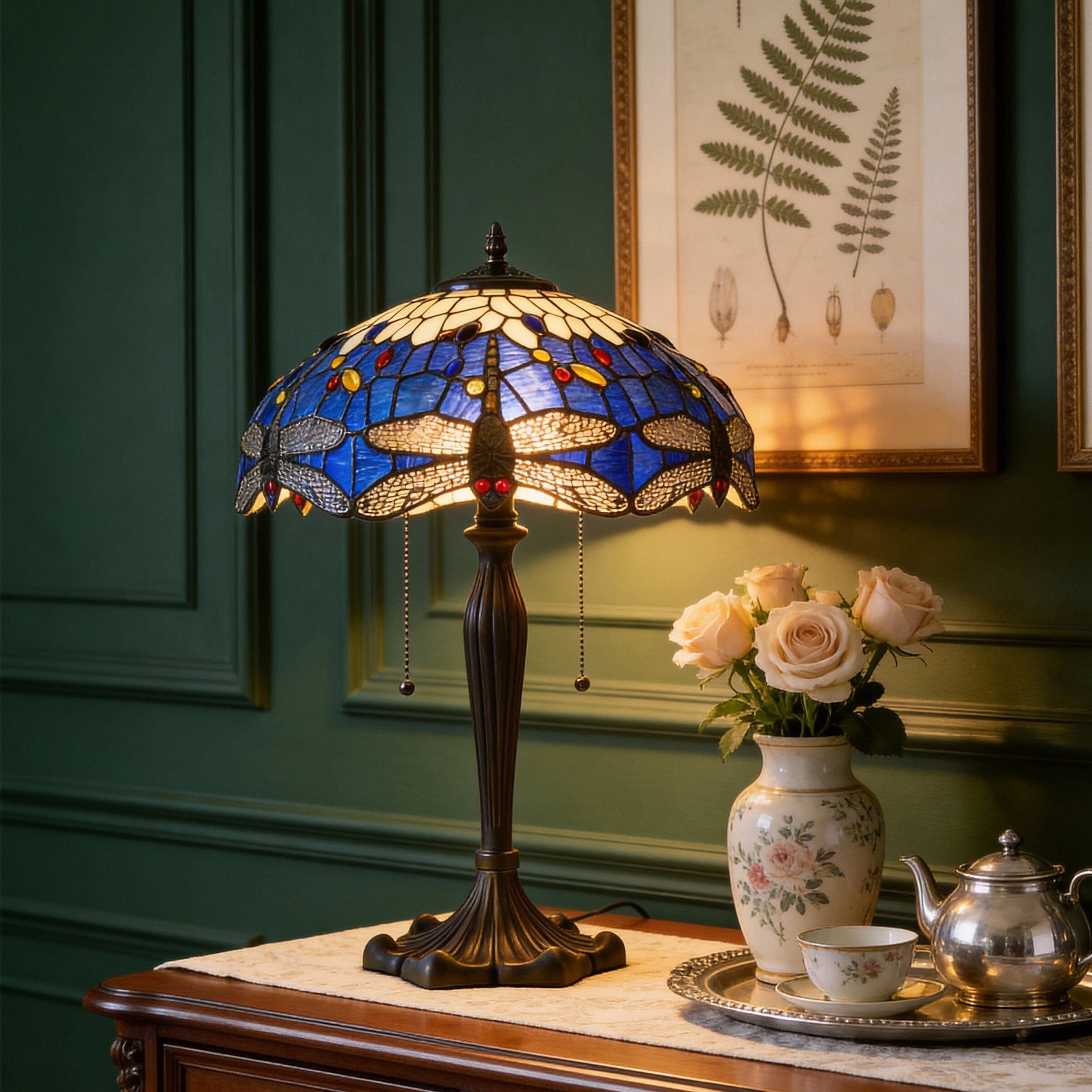 Lightin Tiffany Table Lamp | Handcrafted Stained Glass Dragonfly Series Lightsin UK 