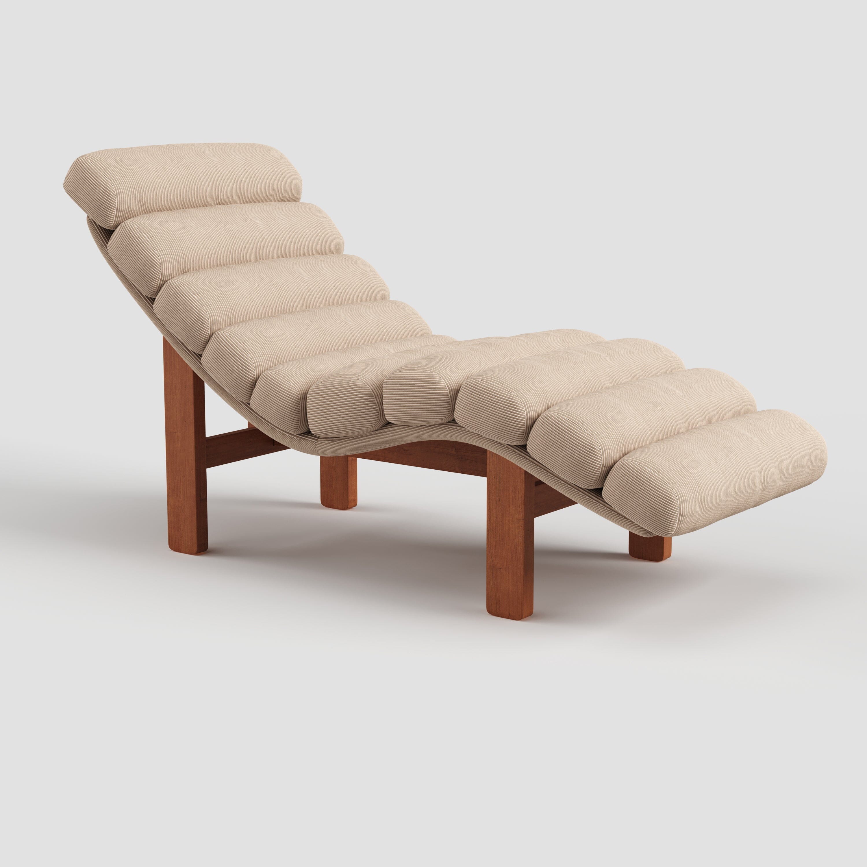‍Cottonfy Modern Ergonomic Corduroy Chaise Lounge with Natural Wooden Frame (100% off) Cottonfy UK Beige 