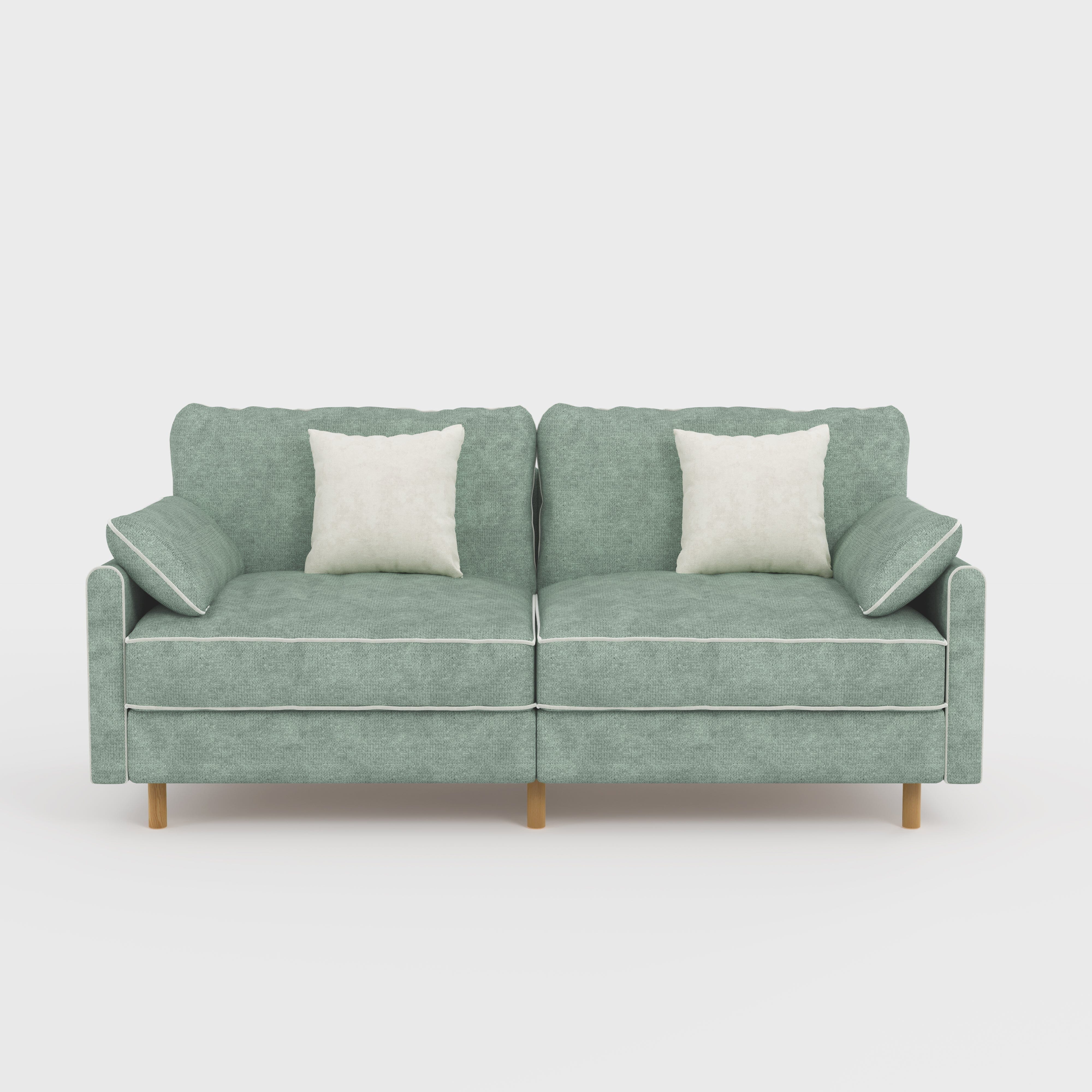 Cotton Linen Detachable Modular Sofa with Fringed Trim Cottonfy UK 2 Seater (without Fringed Trim) Mint Green Pre-Order