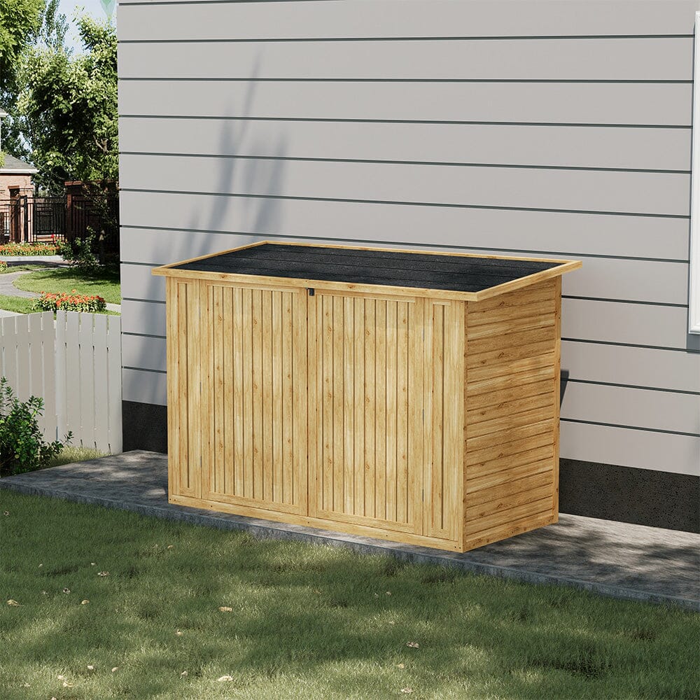 Wooden Bicycle Shed with Asphalt Roof and Steel Locking Door Living and Home 