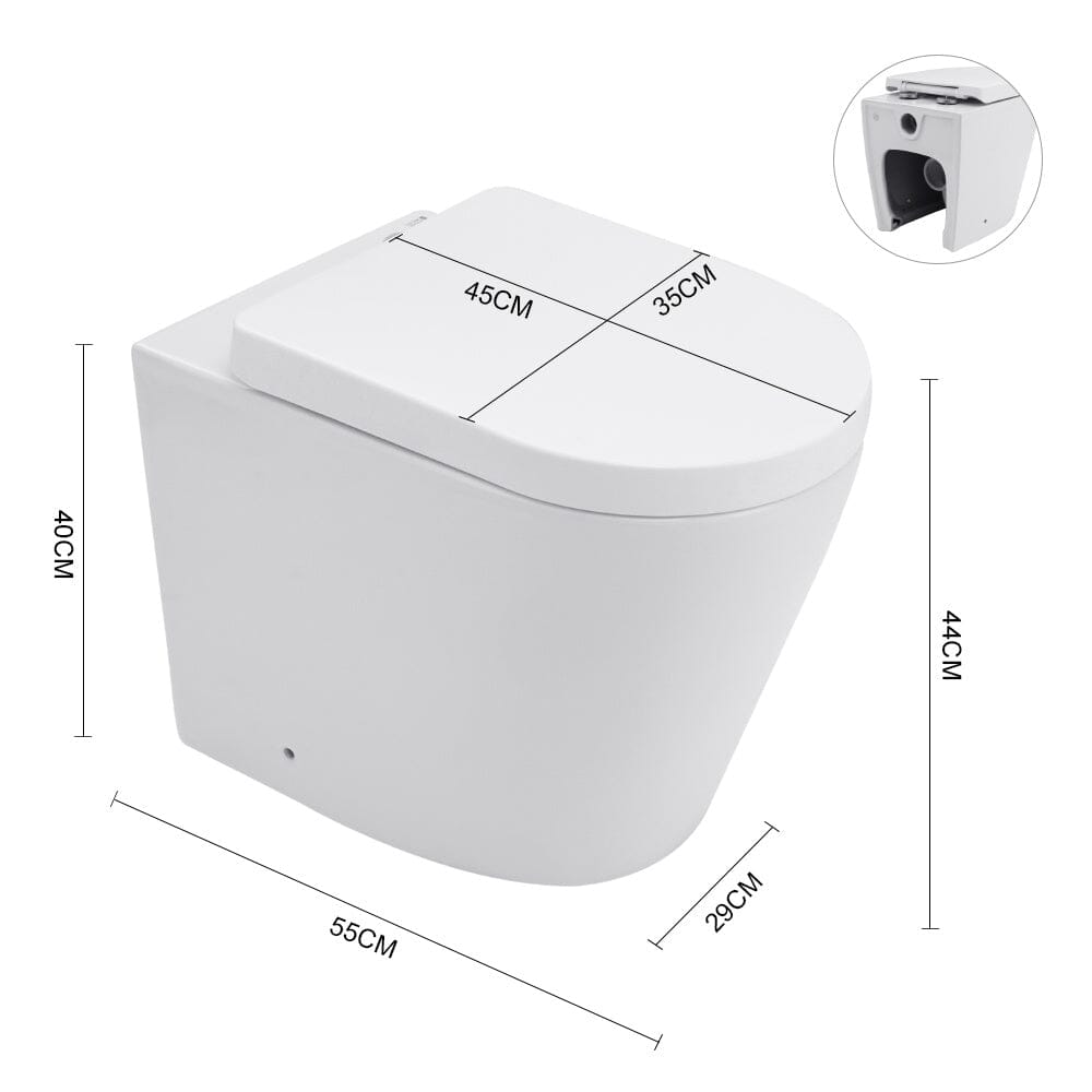 55cm D Wall Mounted Elongated Toilet Living and Home