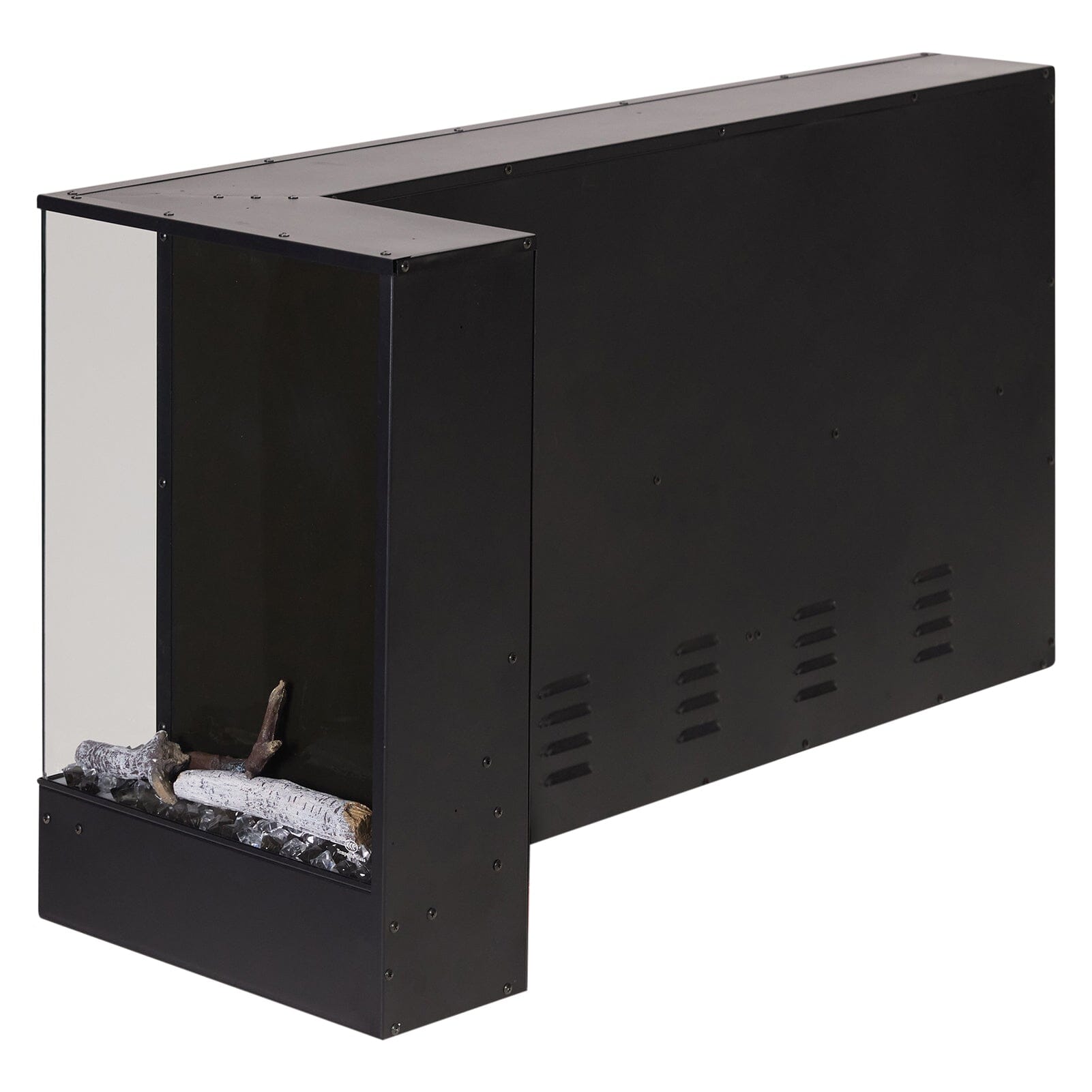 46/60inch L-Shaped Electric Fireplace – WiFi Control, LED Display, Resin Logs & Crystal Stones with Heating Living and Home 