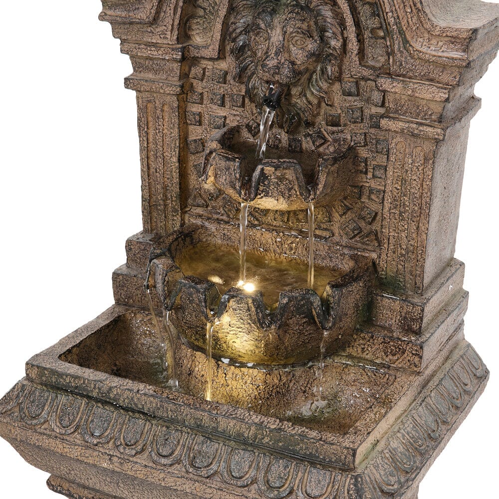 Outdoor Fountain Solar-Powered Water Rockery Decor Living and Home 