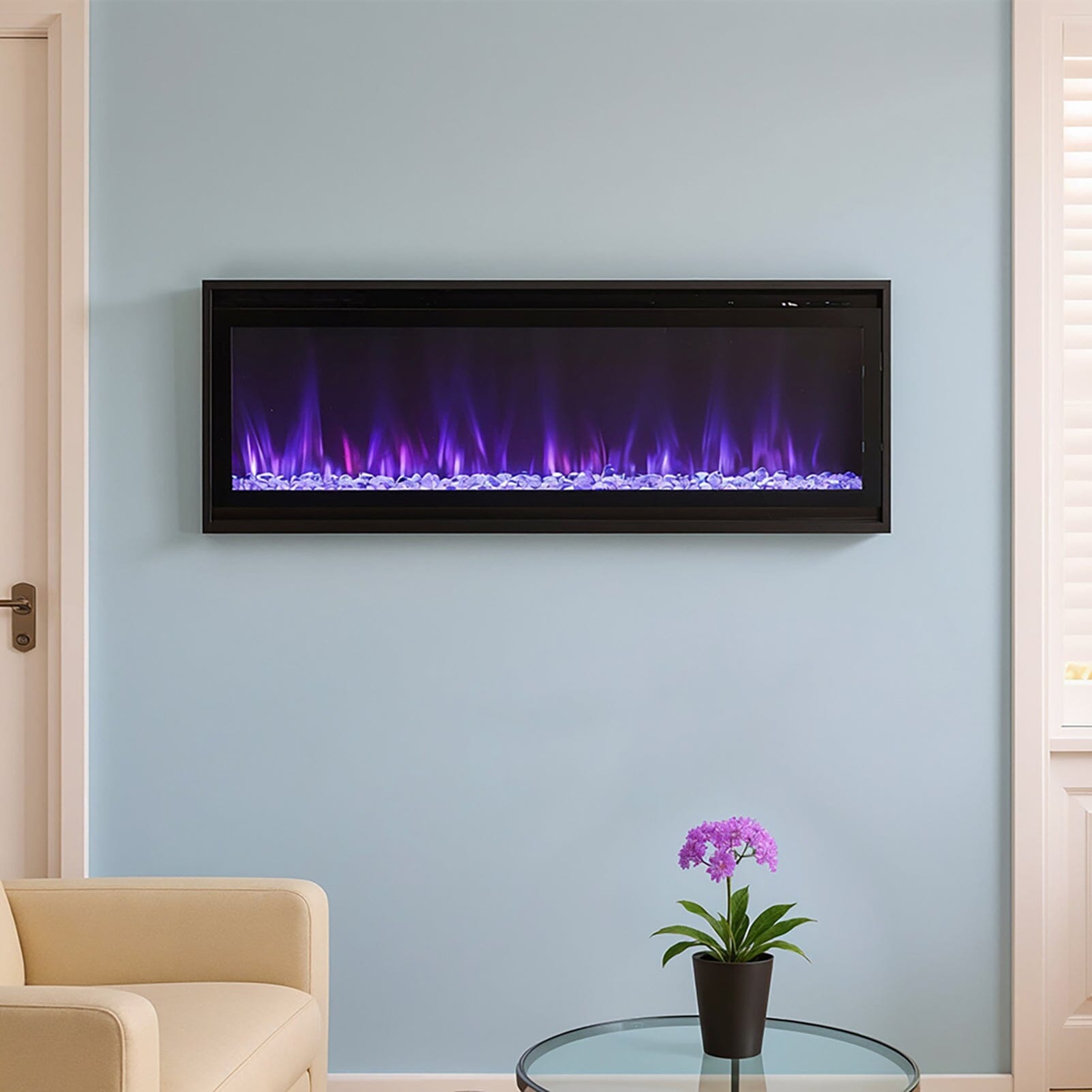 40/50/60inch Black Wall Mounted & Recessed Electric Fireplace with Adjustable Flame & Brightness Living and Home 40inch (Pre-Order) 