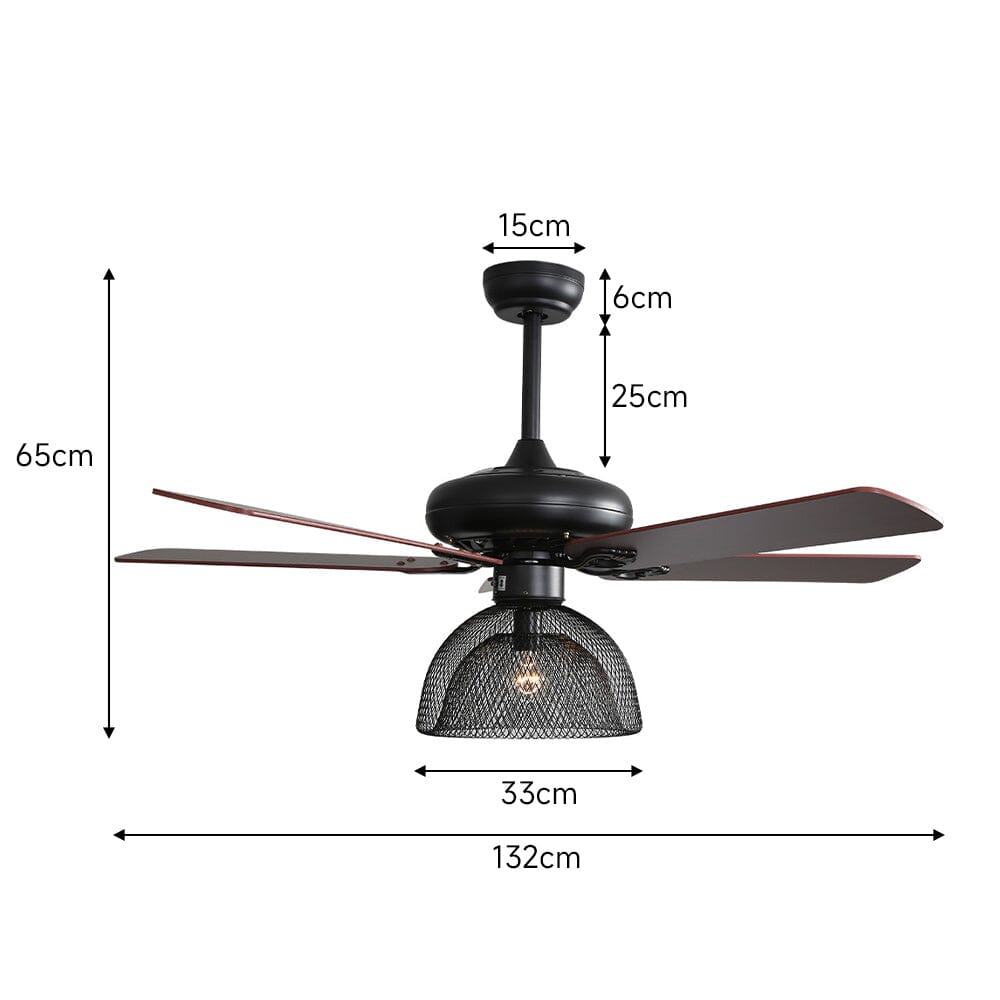 Industrial 5-Blade Ceiling Fan Light with Remote Ceiling Fans Living and Home 