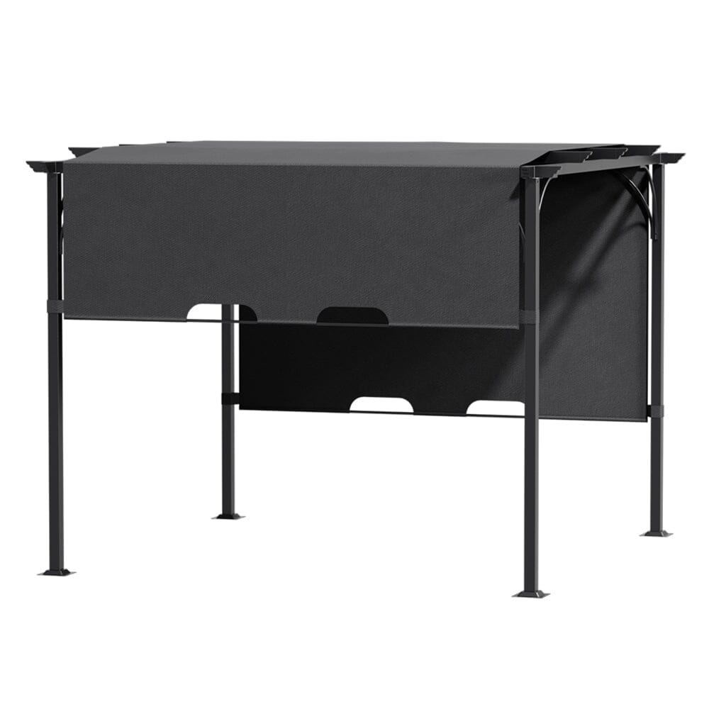 3x3x2.3m/3x4x2.3m Dark Grey Pergola Style Shade Canopy with Adjustable Roof Living and Home 