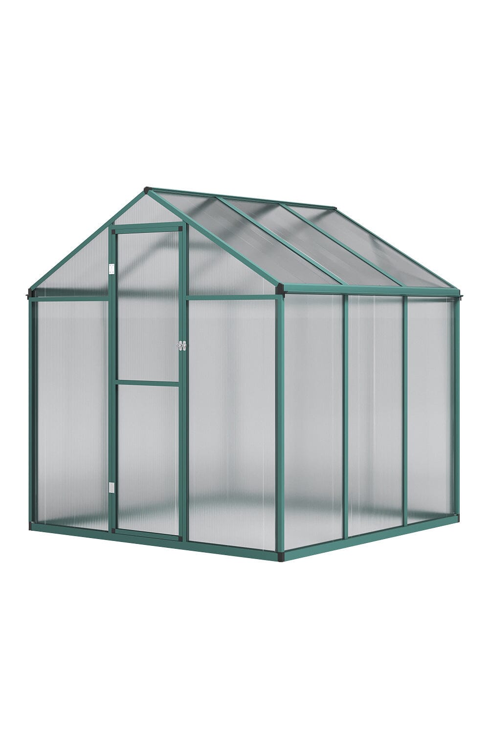 Aluminium Polycarbonate Apex Greenhouse With Green Border Living and Home 