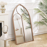 Distressed Gold Arched Window Wall Mirror with Iron Frame Wall Mirrors Living and Home 