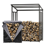 Garden Sanctuary Metal Tube Firewood Rack with Roof Garden Sheds Living and Home 