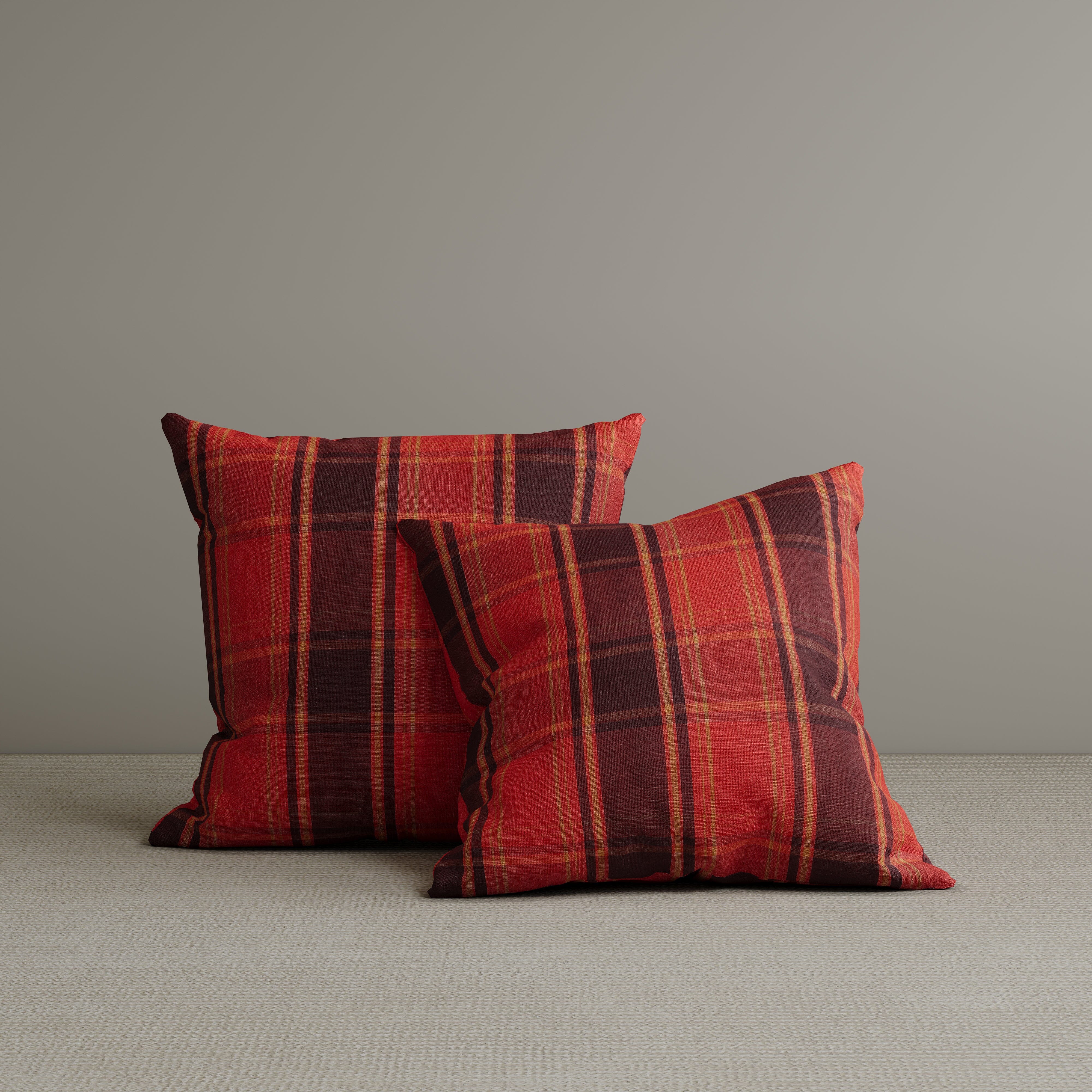 Square Exclusive Design Cushion in Autumn Spice Plaid Cotton Linen, 45*45CM Cottonfy UK 2 PCS 