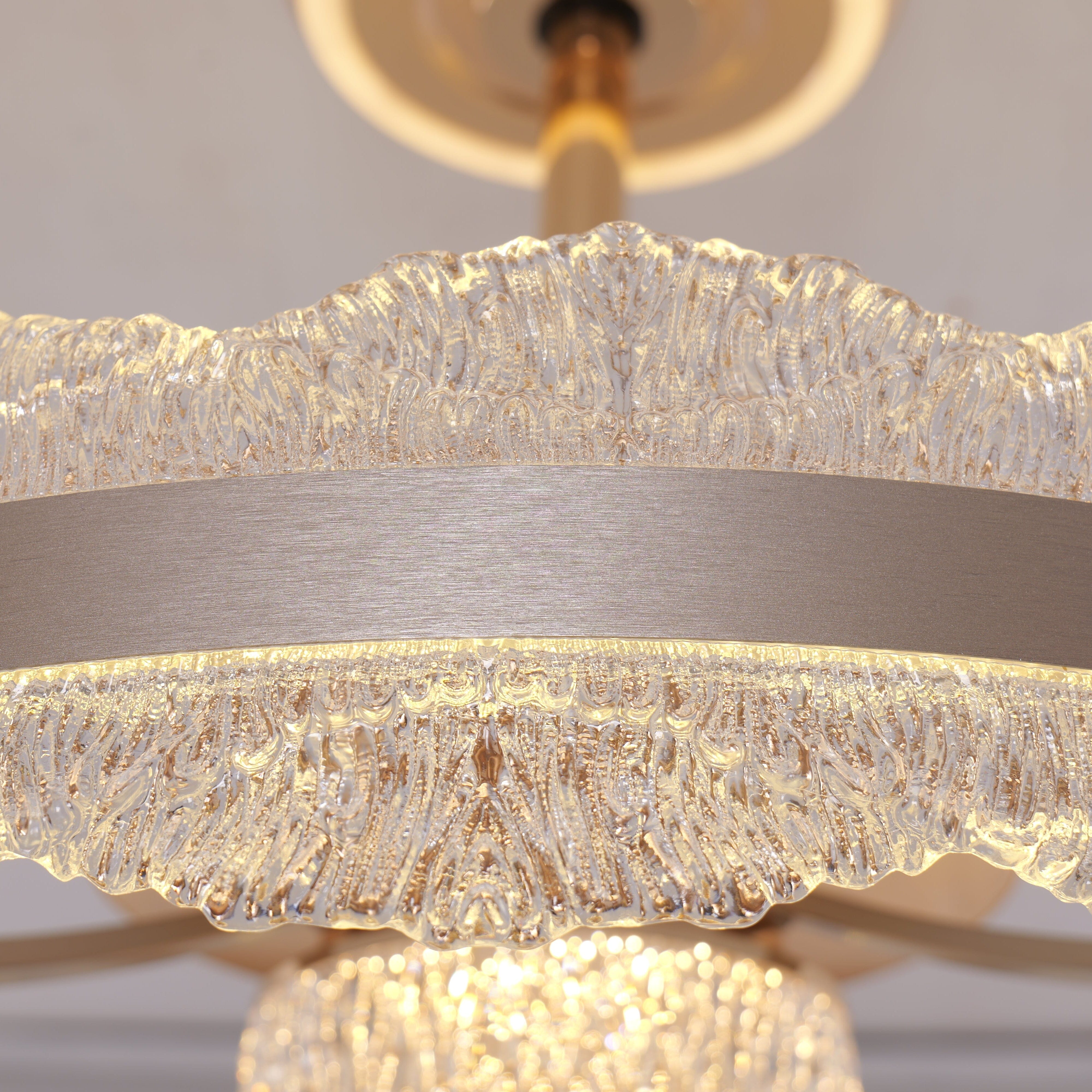 Luxury Gold Frame LED Ceiling Fan Light with Retractable Blades Lightsin UK 