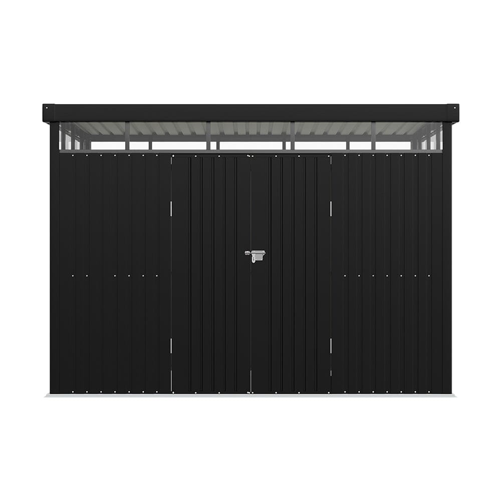 2x2.6x2m/1.6x2.6x2m/2.6x3x2m/4x3x2m Charcoal Black Galvanized Steel Storage Shed with Double/Single Lockable Doors Living and Home 