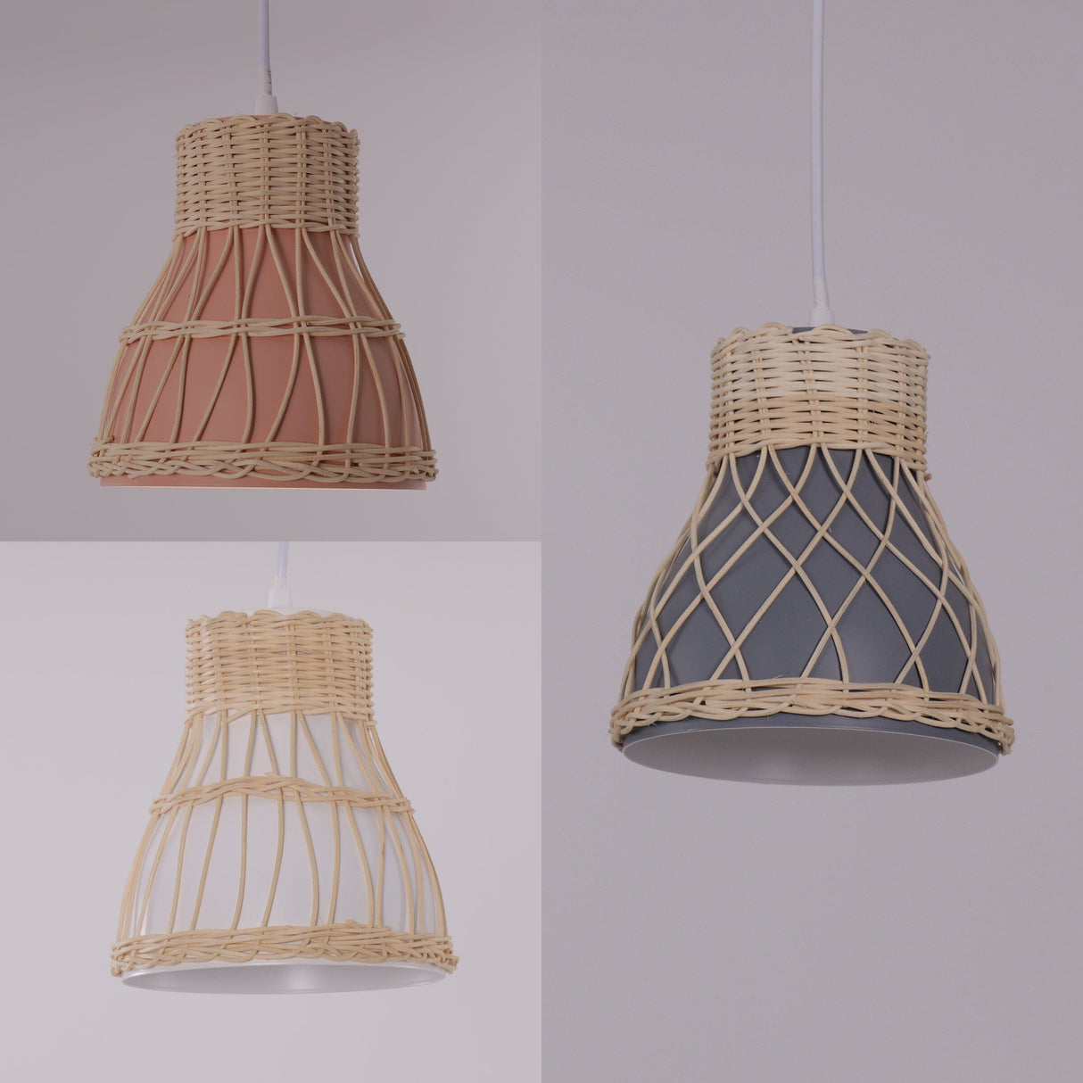 Lightsin Modern Rattan Pendant Light Available in Grey, Pink, and White Lightsin UK 