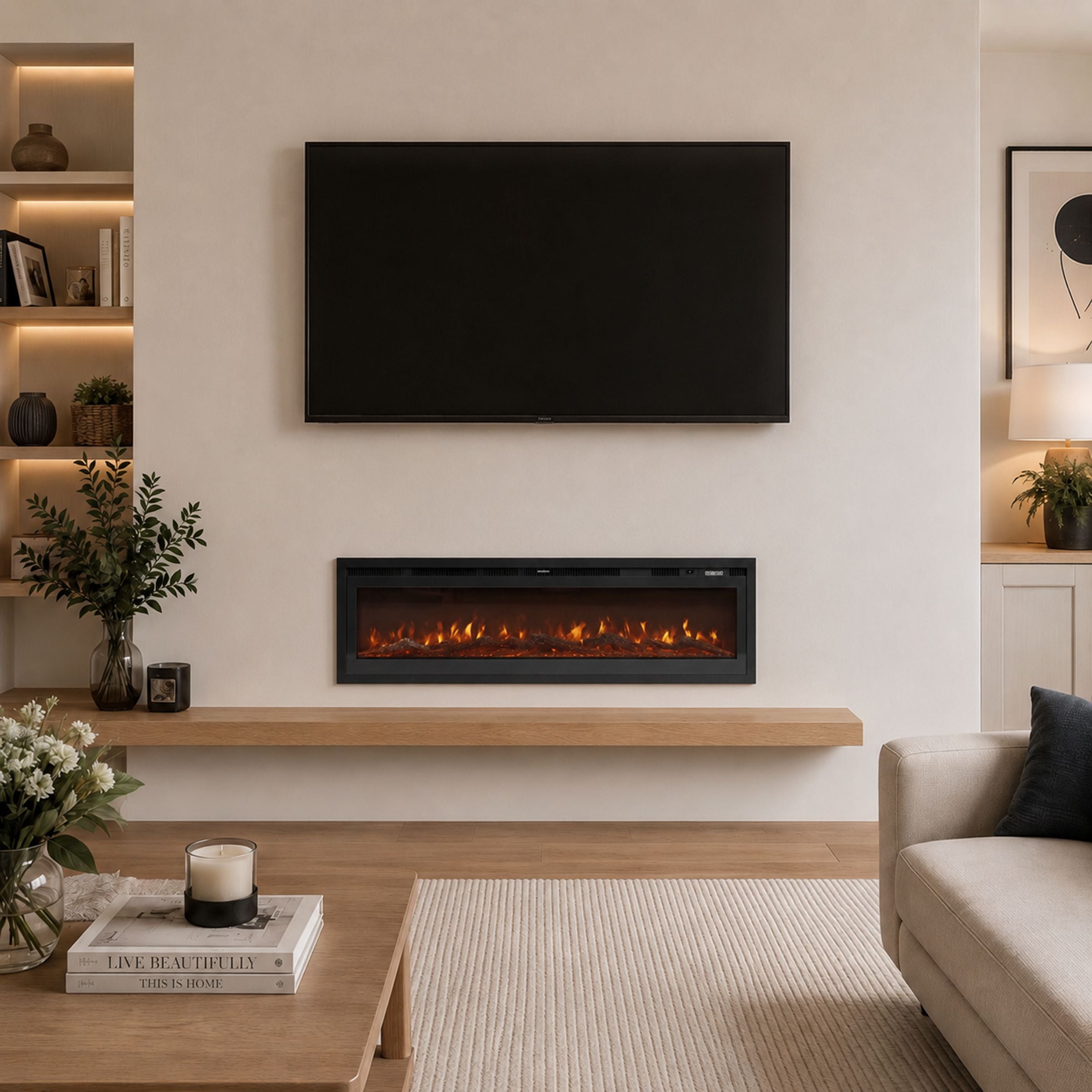 40/50/60/70/80 Inch Electric Fireplace 12 Colour LED Flame Effect Heater with Remote Control Freestanding Fireplaces Living and Home 