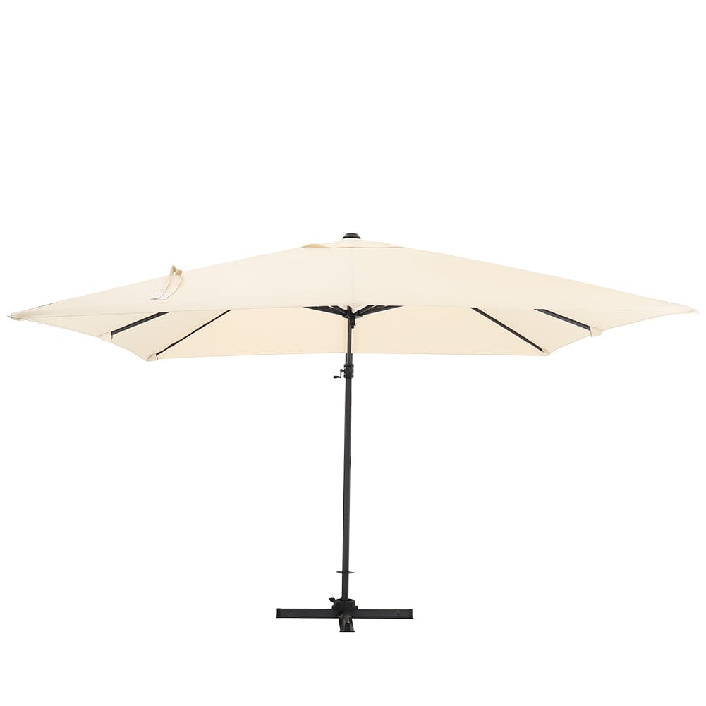 300cm Wide Garden Parasol Outdoor Hanging UV Resistant and Waterproof Umbrella for Patio Parasols Living and Home Parasol + Cross Base Beige 