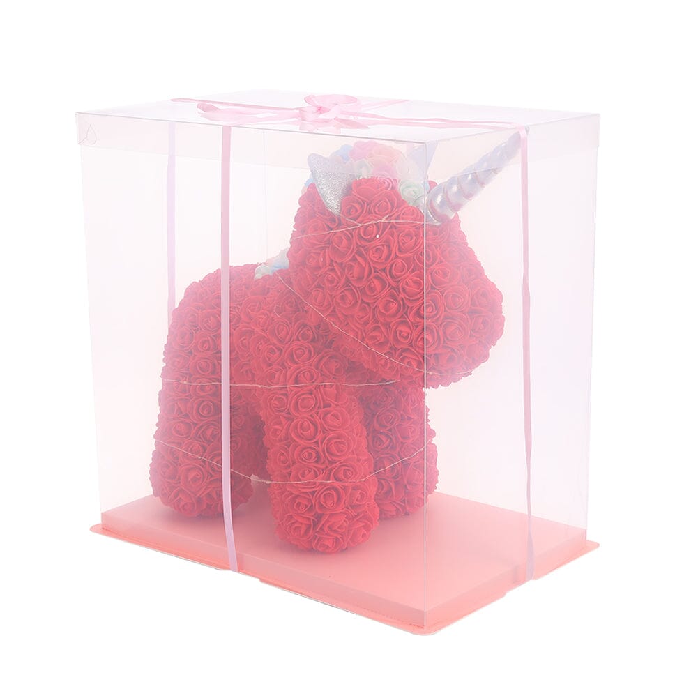 Simulation Foam Forever Rose Red Unicorn Gift Box with Warm Light Strip Living and Home 