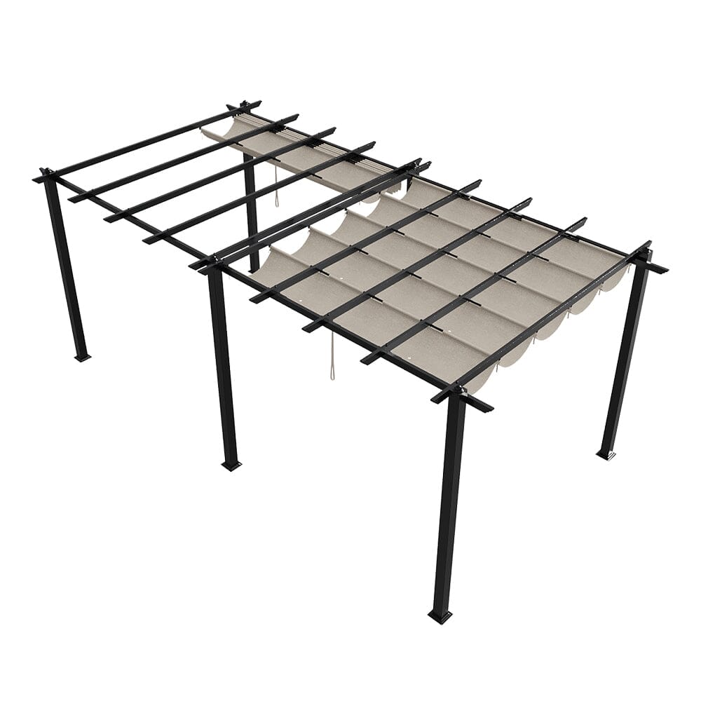 3x3m/3x4m/3x6m/4x4m All-Aluminum Flat Top Tarp Tent -Off-White/Light Grey Living and Home 