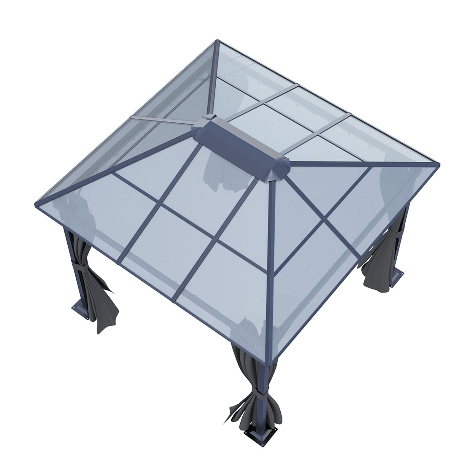 3*3*2.6m Dark Grey Single-roof Sunshade Canopy with Surrounding Fabric Living and Home 
