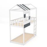 Modern Twin Bunk Bed Slatted Board House Shaped Living and Home 