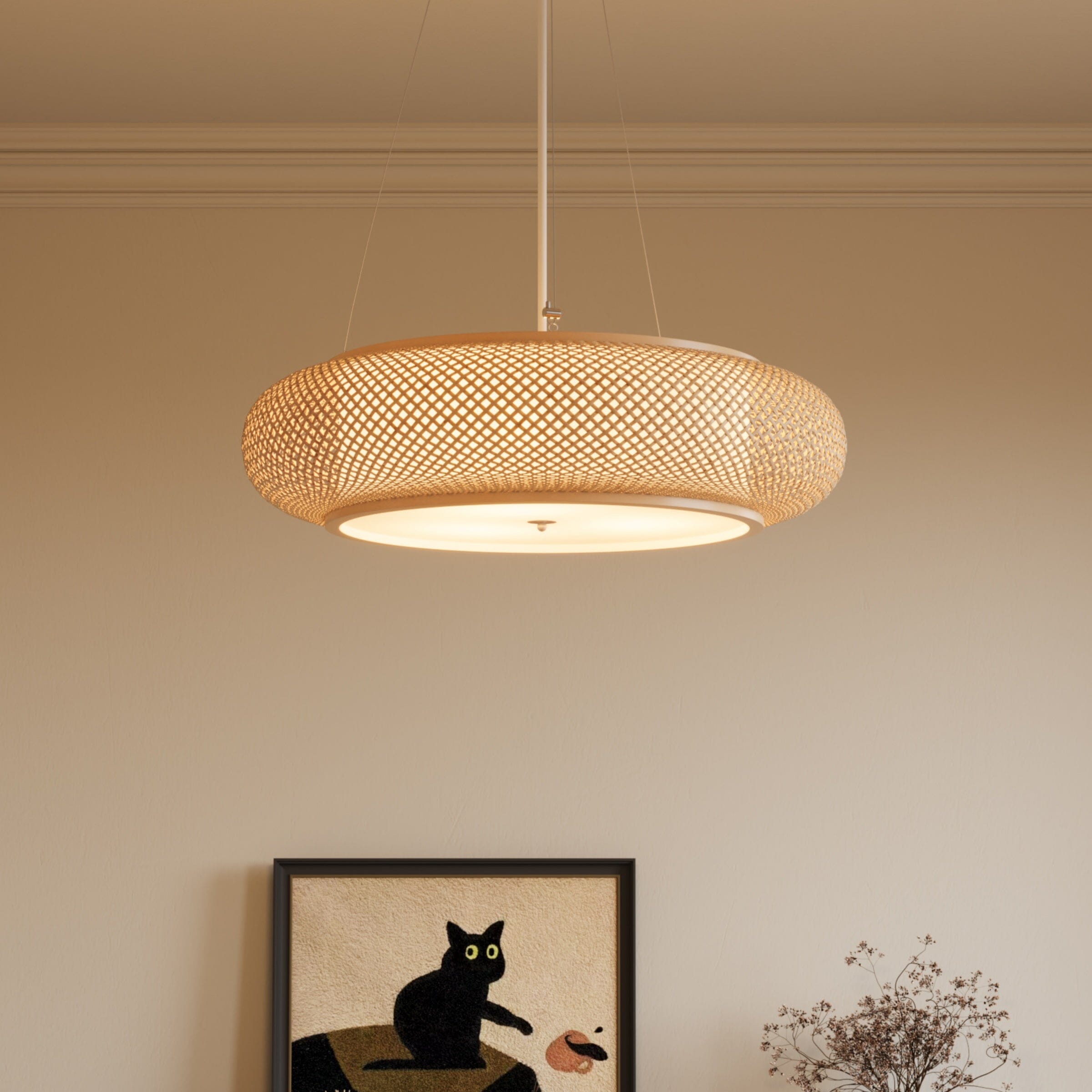 Lightsin Lutta-Handwoven Bamboo Pendant Light for Kitchen Island or Living Room Lightsin UK Dia 80cm 