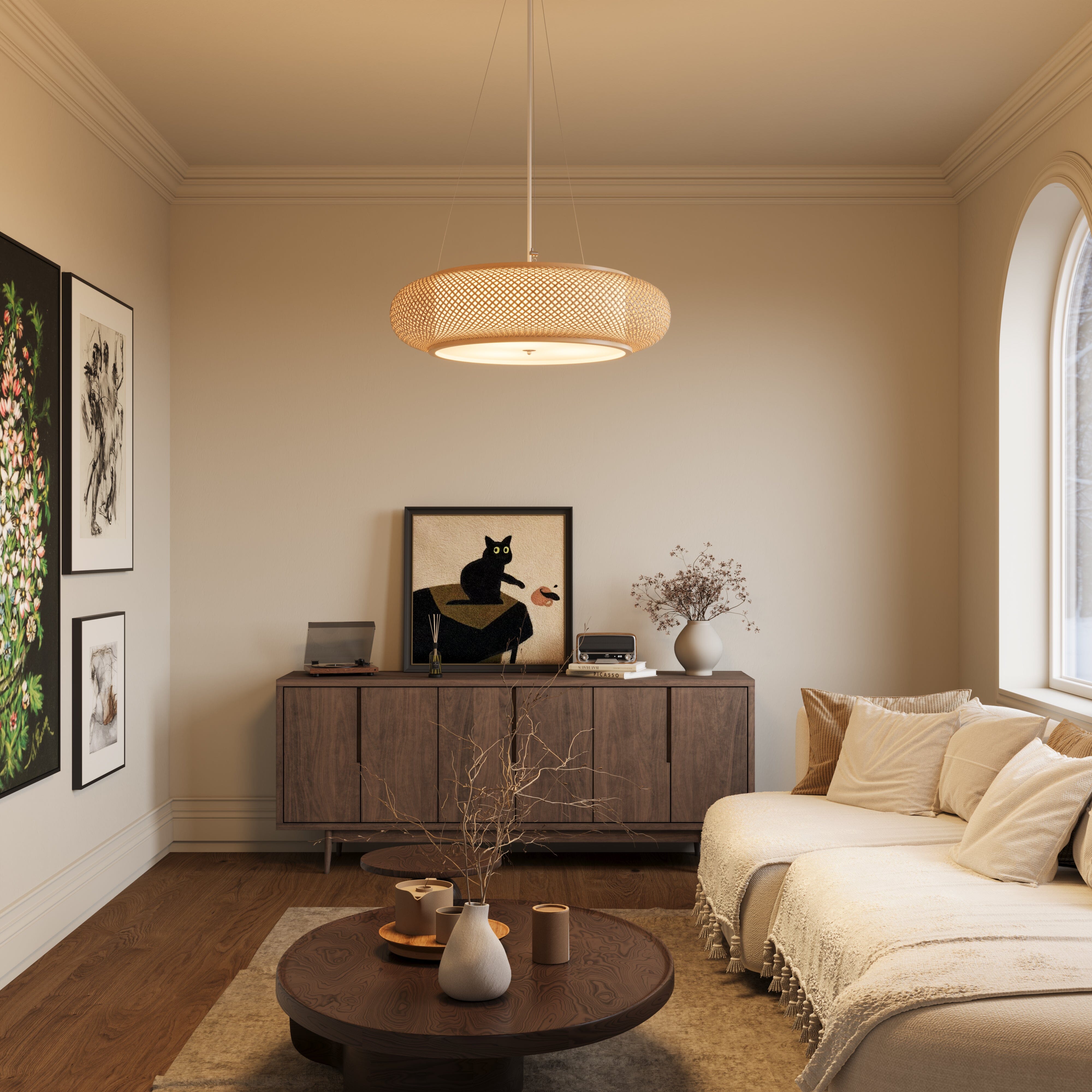 Lightsin Lutta-Handwoven Bamboo Pendant Light for Kitchen Island or Living Room Lightsin UK 