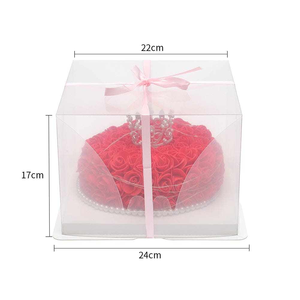 Simulation Foam Forever Rose Red Cake Gift Box with Warm Light Strip Living and Home 