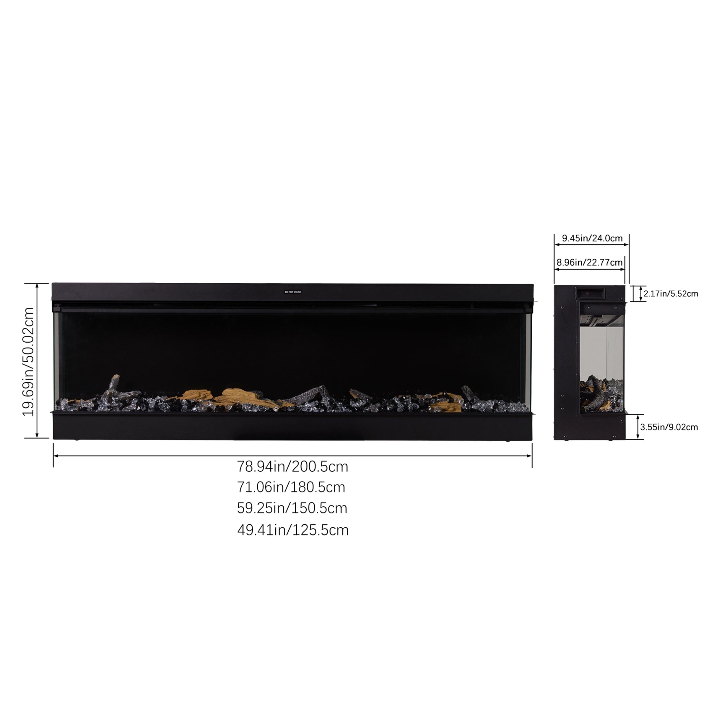 50/60/70/80inch 3-sided Electric Fireplace with Adjustable Color, Temperature and Timing, Controlled by APP Living and Home 