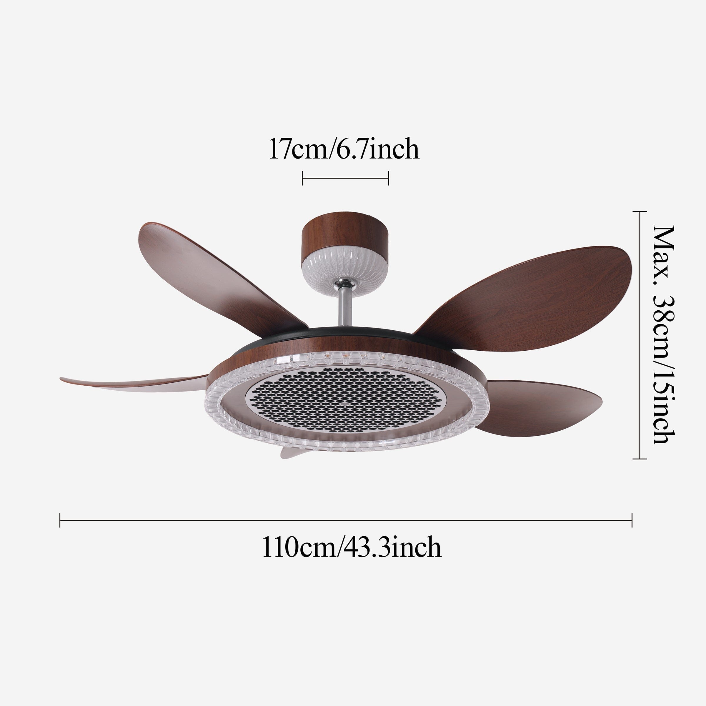 Walnut 48 Inch Reversible LED Ceiling Fan Light with Remote Lightsin UK 