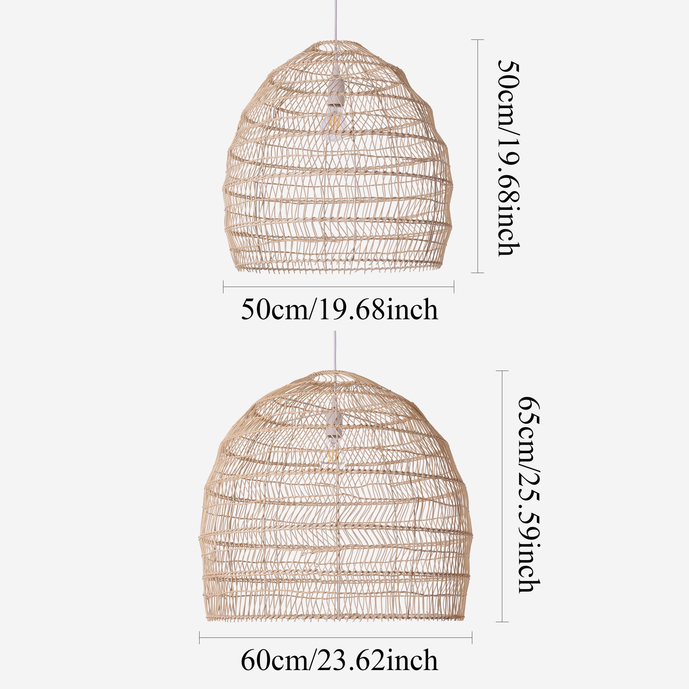 Lightsin Natural Rattan Pendant Light with Optional Woven Inner Sphere Lightsin UK 