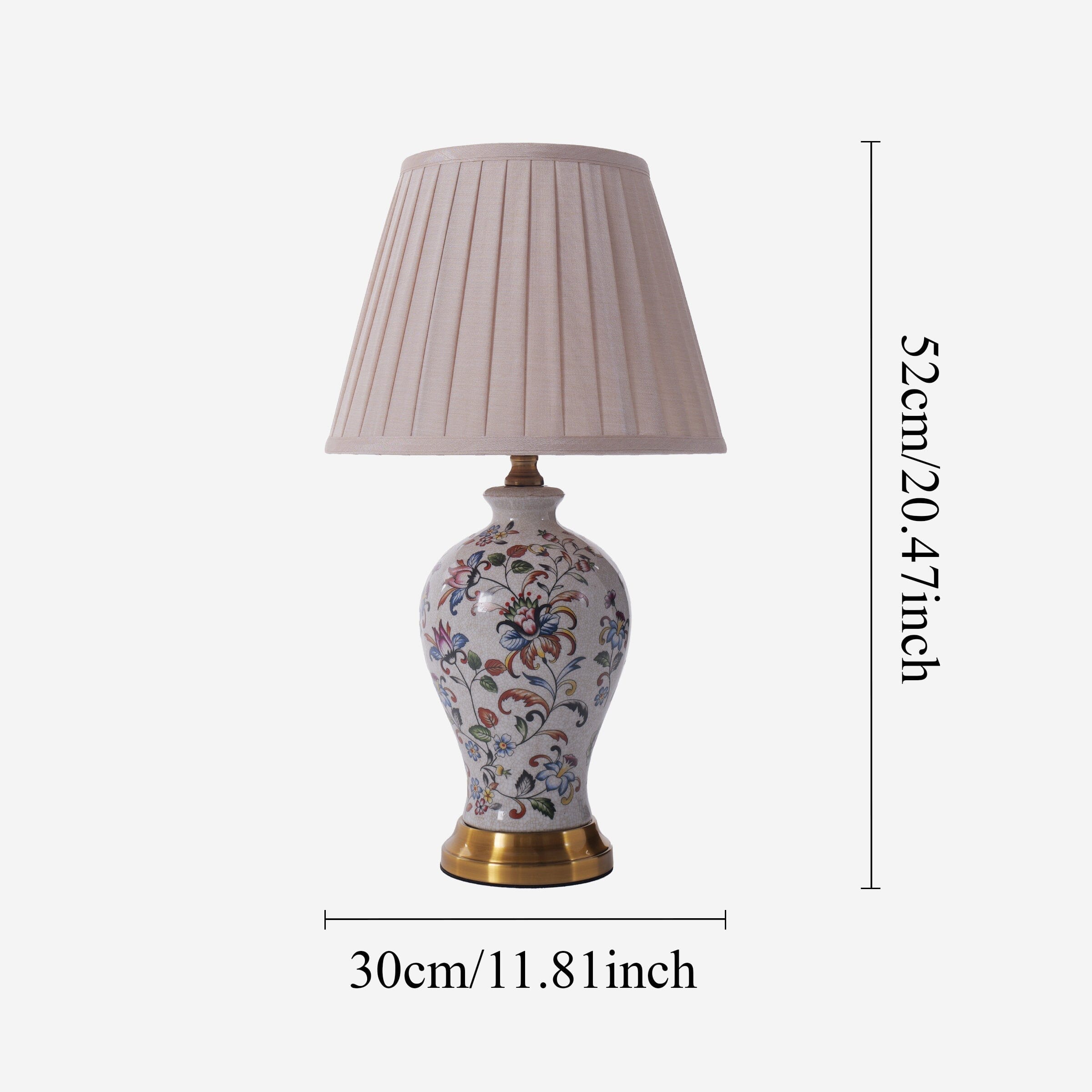 Lightsin Chinoiserie Hand-Painted Porcelain Table Lamp with Pleated Linen Shade Lightsin UK 