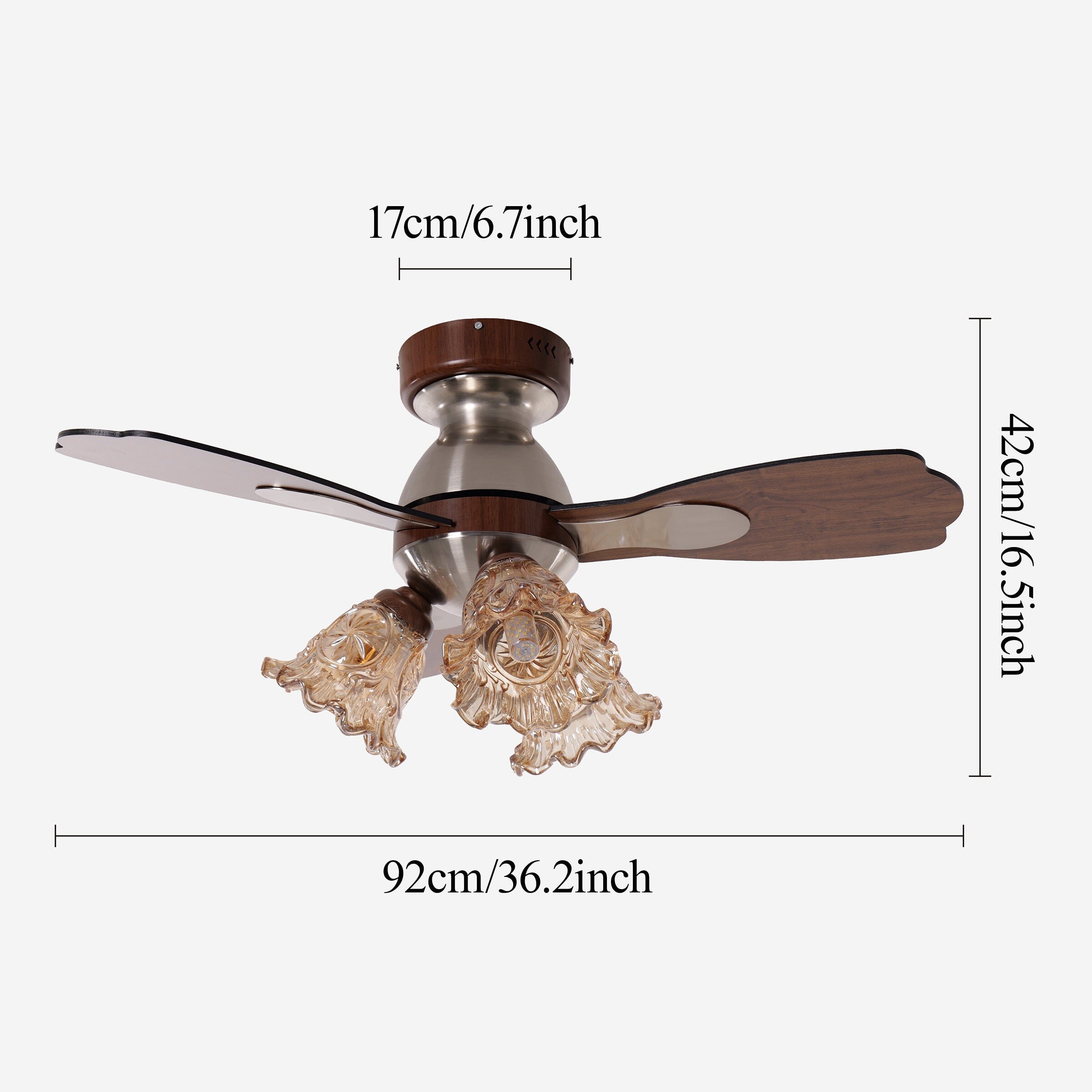 Walnut 36 Inch Reversible LED Ceiling Fan Light with Remote Lightsin UK 