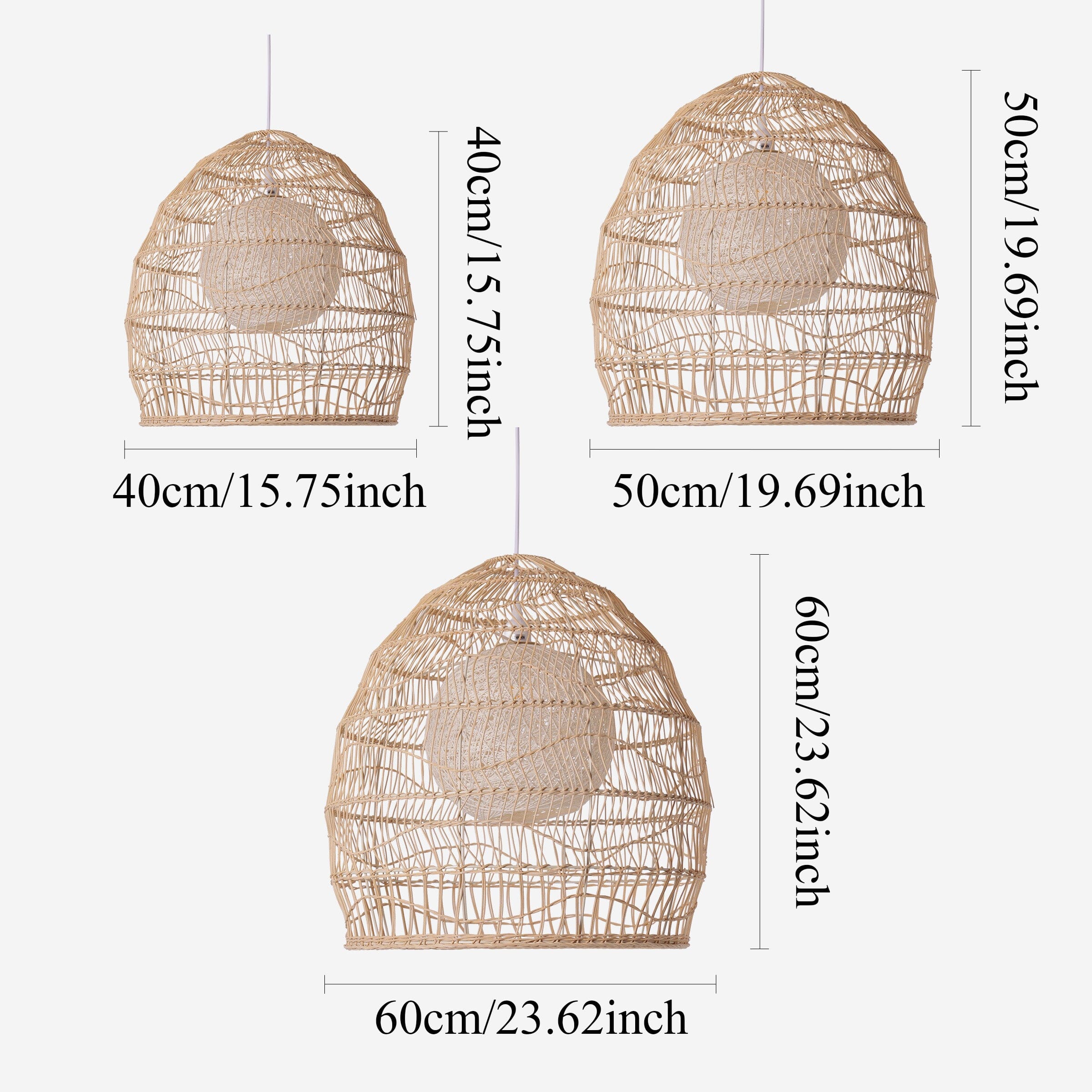 Lightsin Natural Rattan Pendant Light with Optional Woven Inner Sphere Lightsin UK 