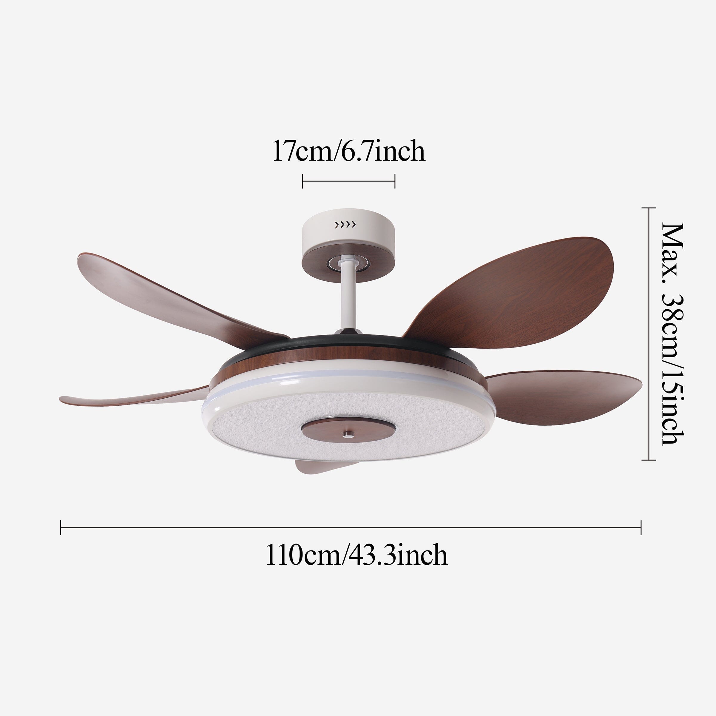 Walnut 48 Inch Reversible LED Ceiling Fan Light with Remote Lightsin UK 
