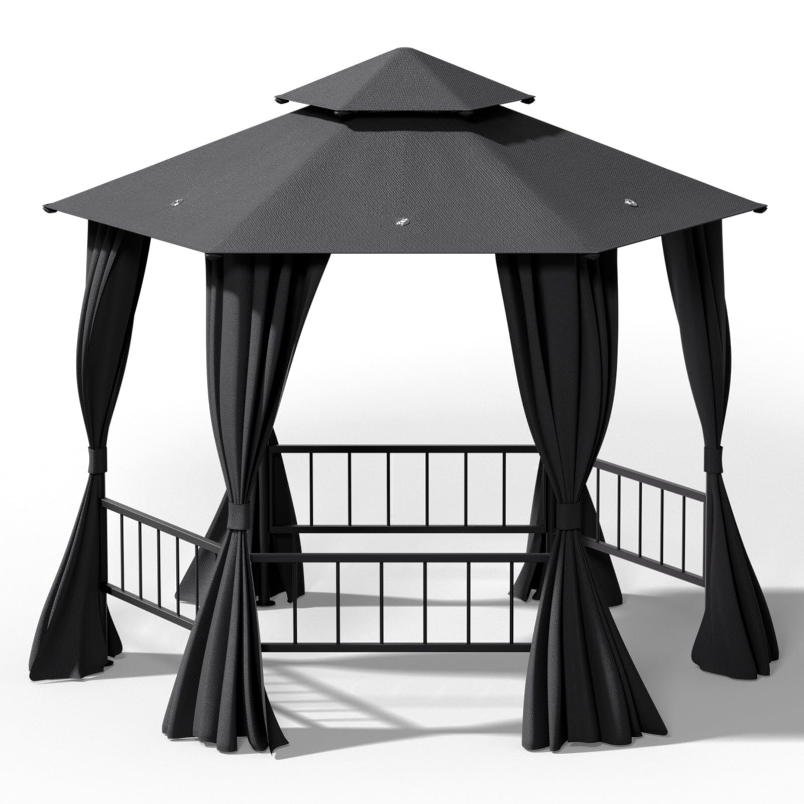 1.6x1.6x1.6m Dark Grey Hexagonal Shade Canopy with Fence Living and Home 