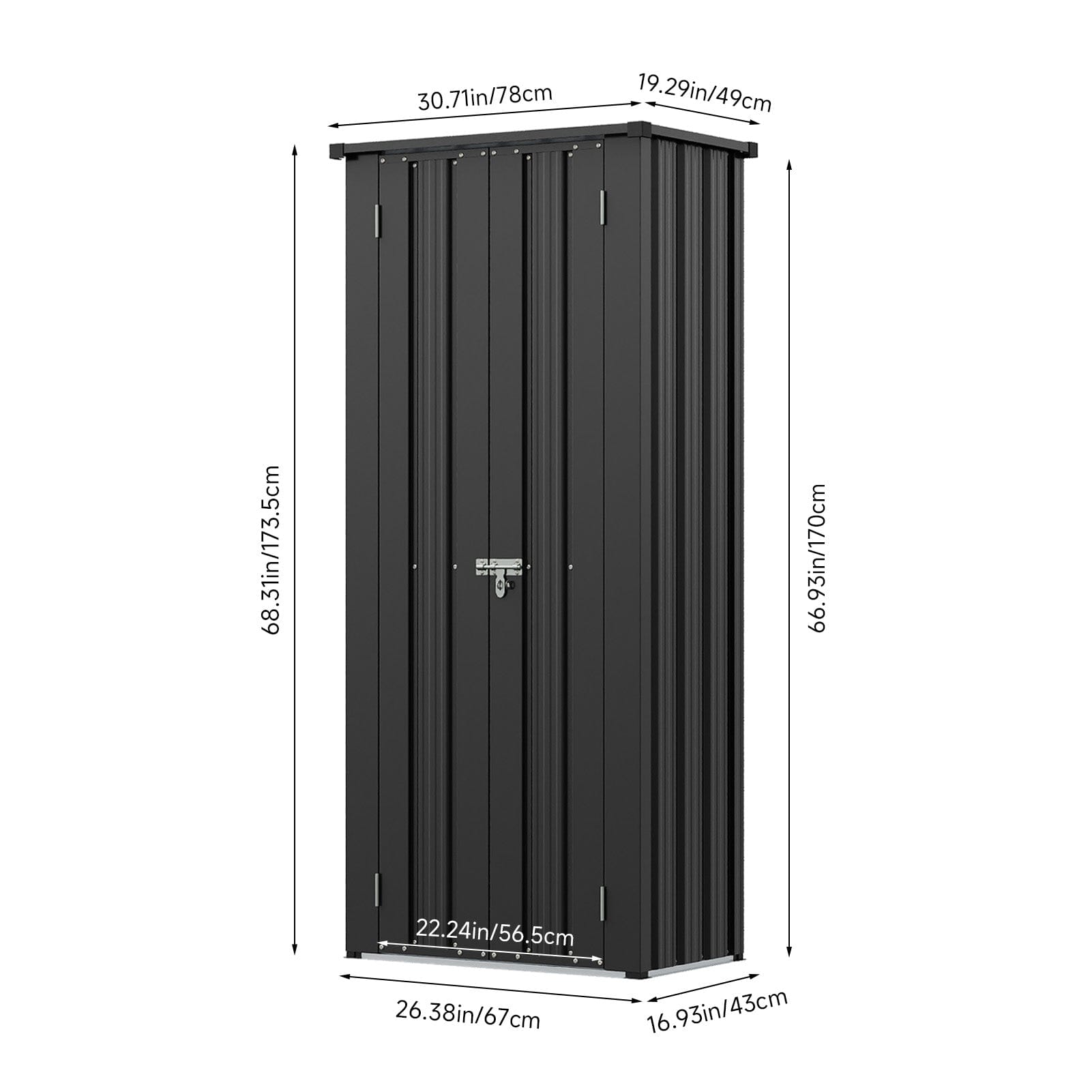 1.5*2.5ft Flat Roof Charcoal Black Tool Cabinet Living and Home 